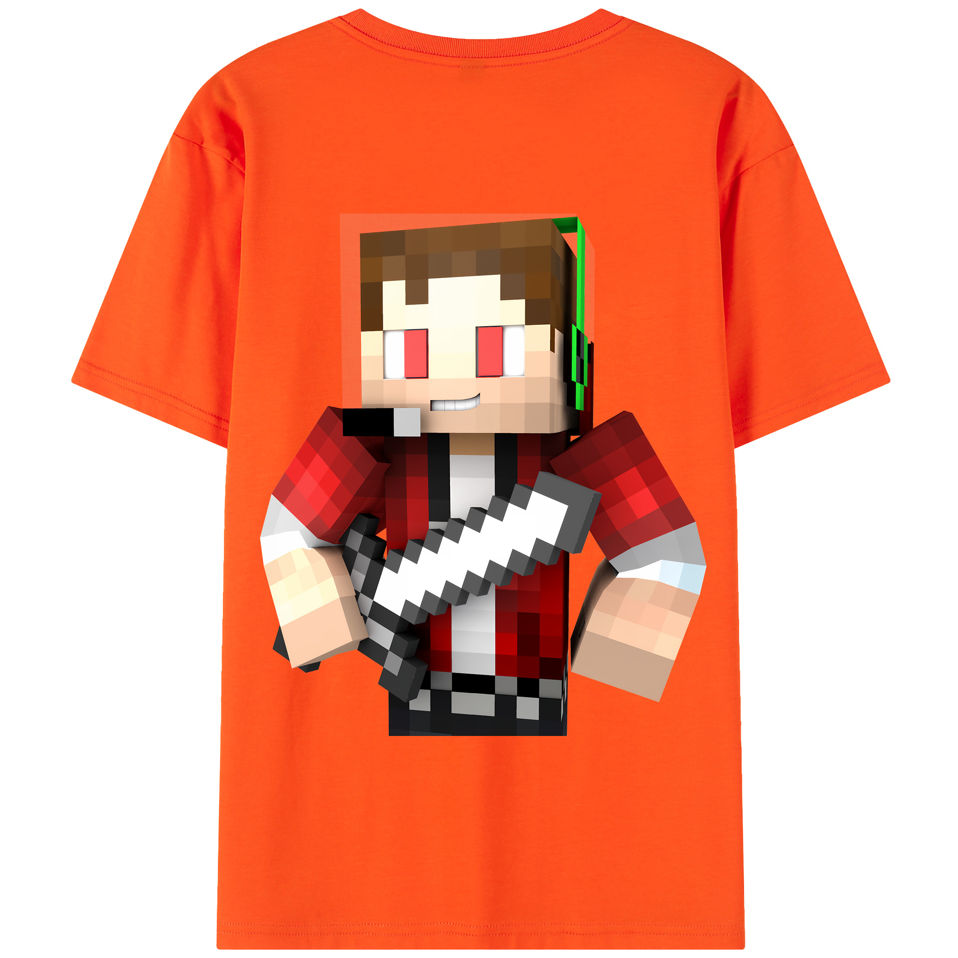 （画像用） マインクラフト ブロックの世界 Minecraft MC Block world 綿100％半袖Tシャツ（背面プリント）