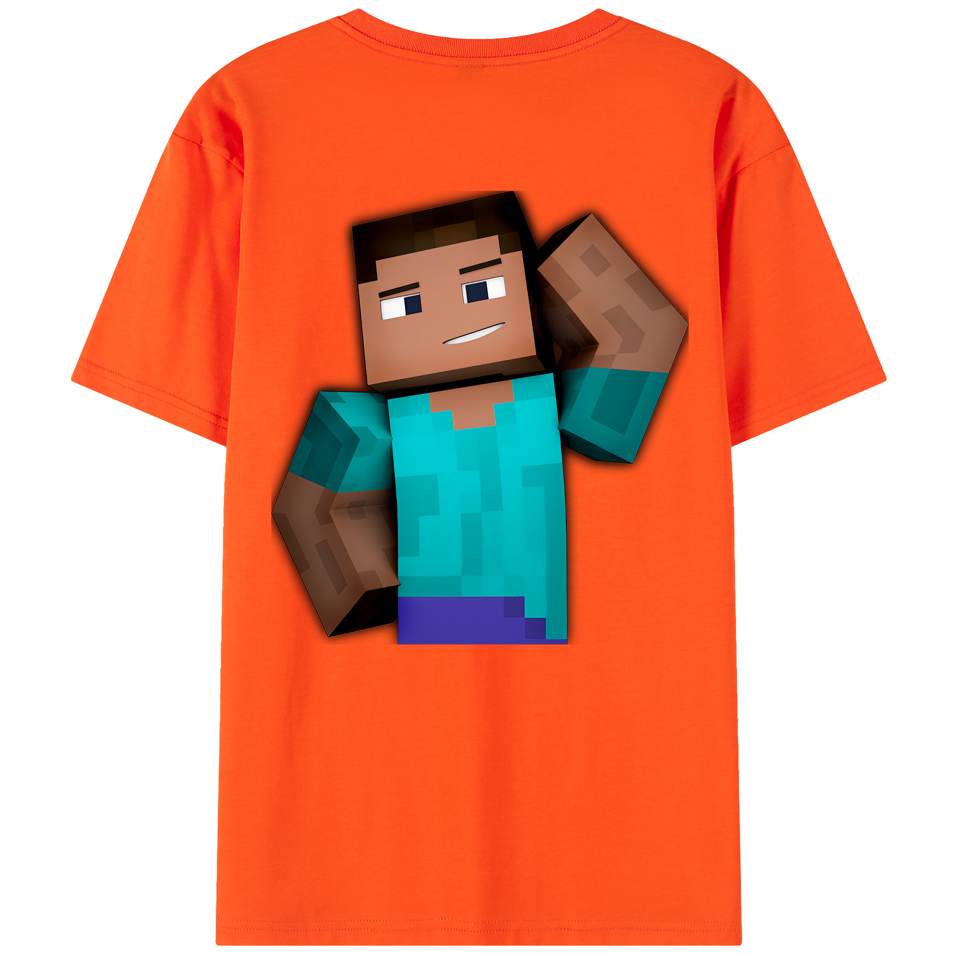 （画像用） マインクラフト ブロックの世界 Minecraft MC Block world 綿100％半袖Tシャツ（背面プリント）