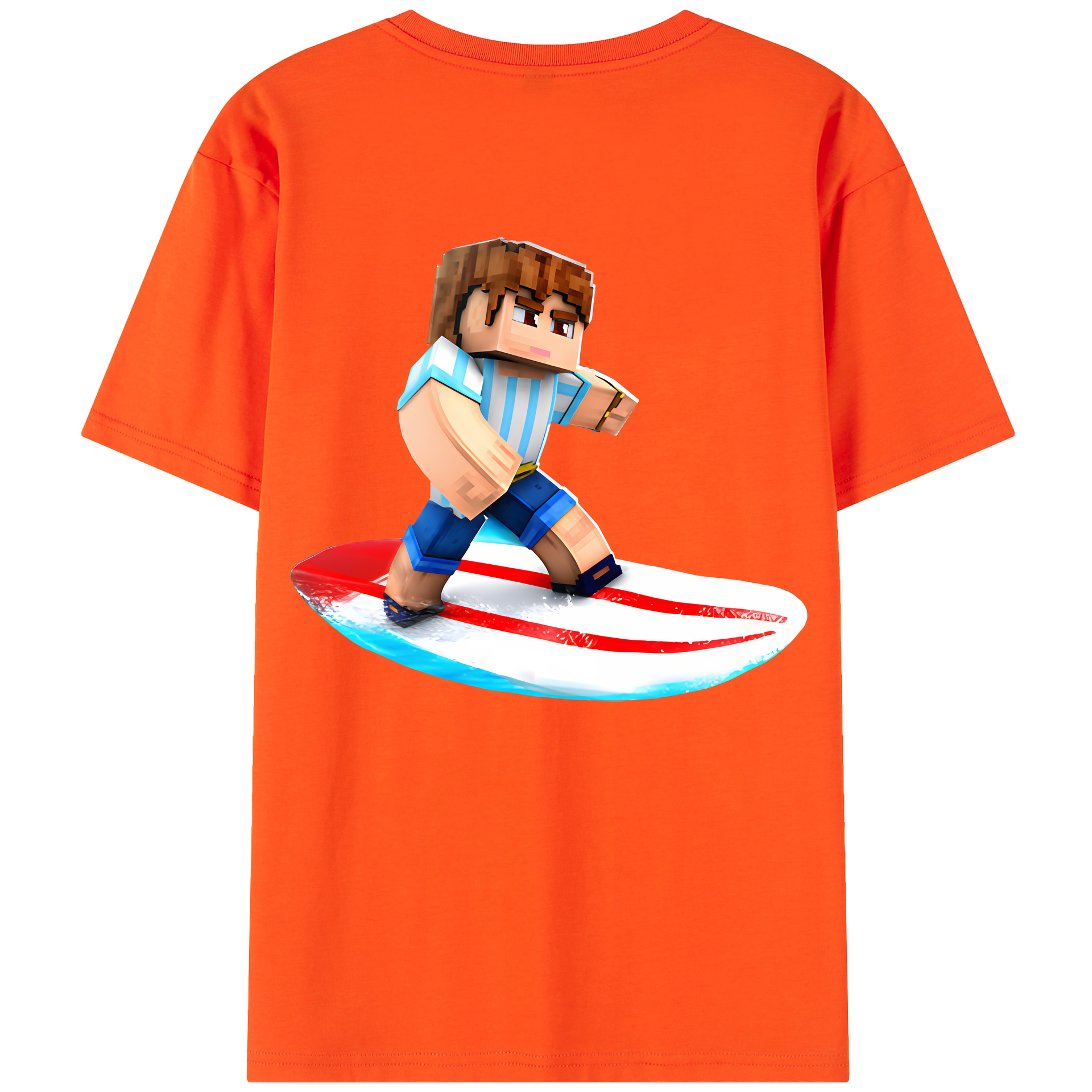 （画像用） マインクラフト ブロックの世界 Minecraft MC Block world 綿100％半袖Tシャツ（背面プリント）