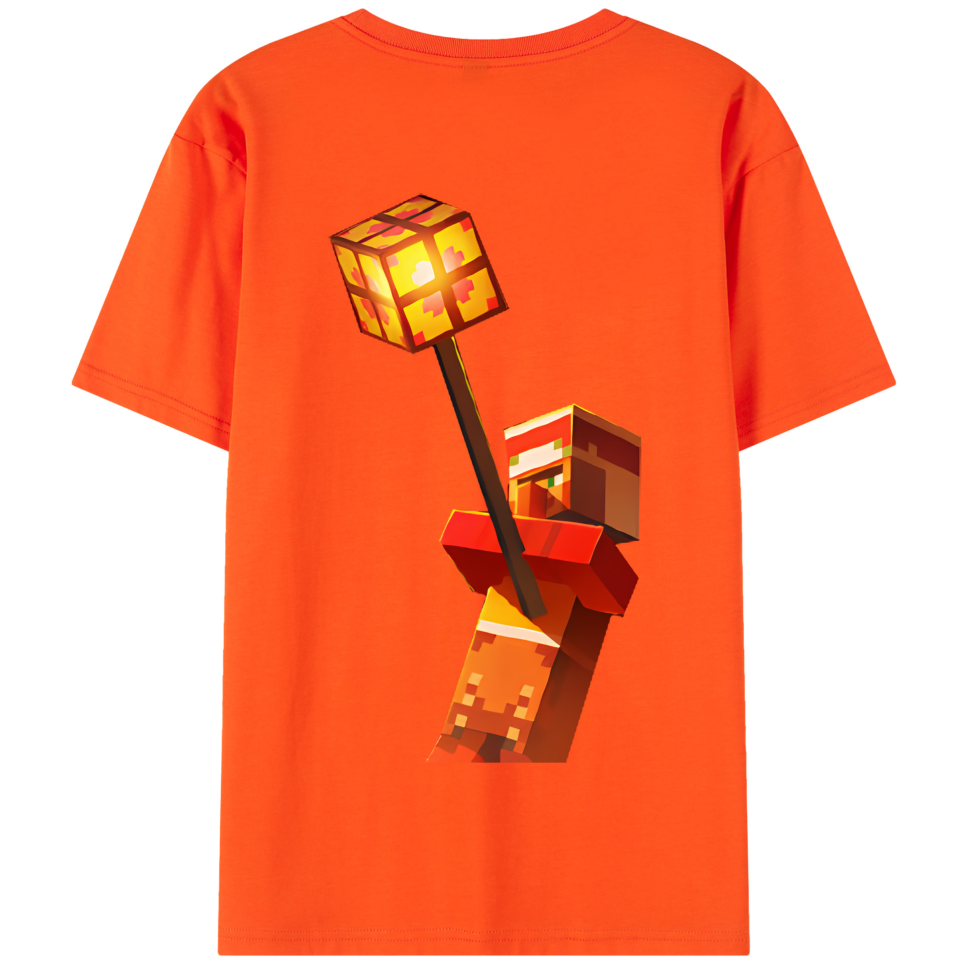 （画像用） マインクラフト ブロックの世界 Minecraft MC Block world 綿100％半袖Tシャツ（背面プリント）