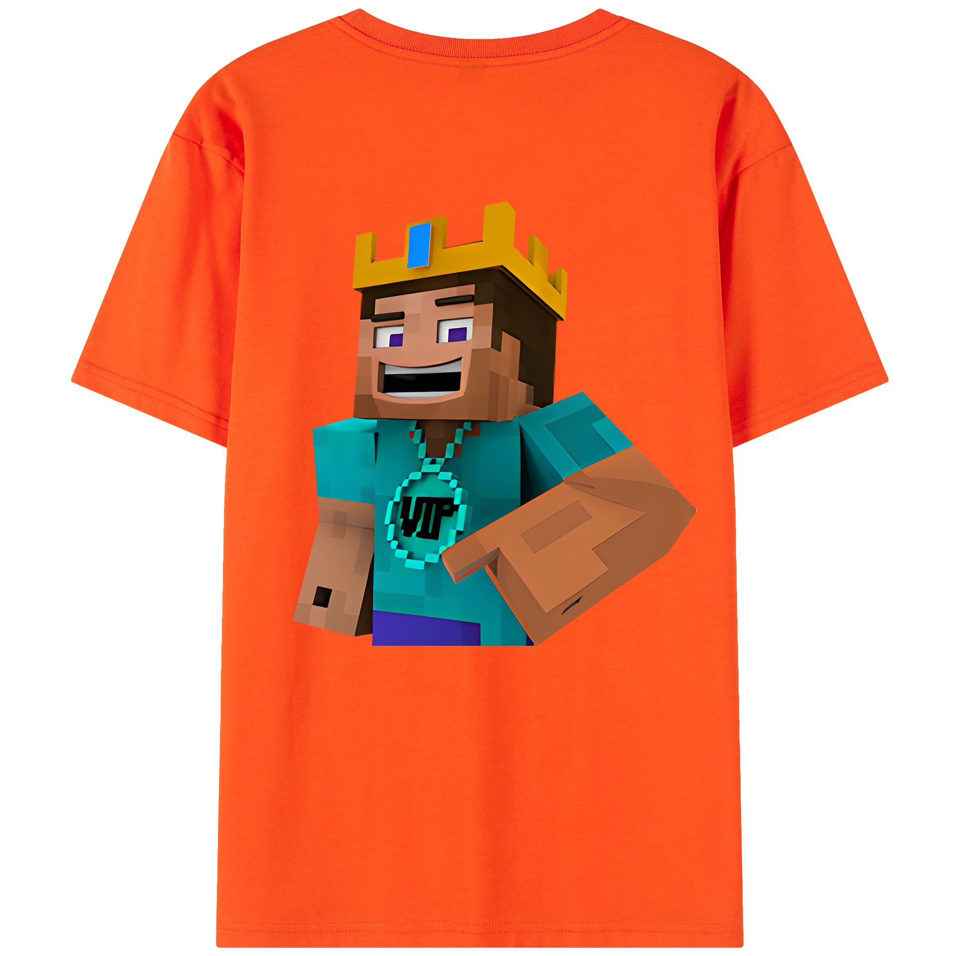 （画像用） マインクラフト ブロックの世界 Minecraft MC Block world 綿100％半袖Tシャツ（背面プリント）