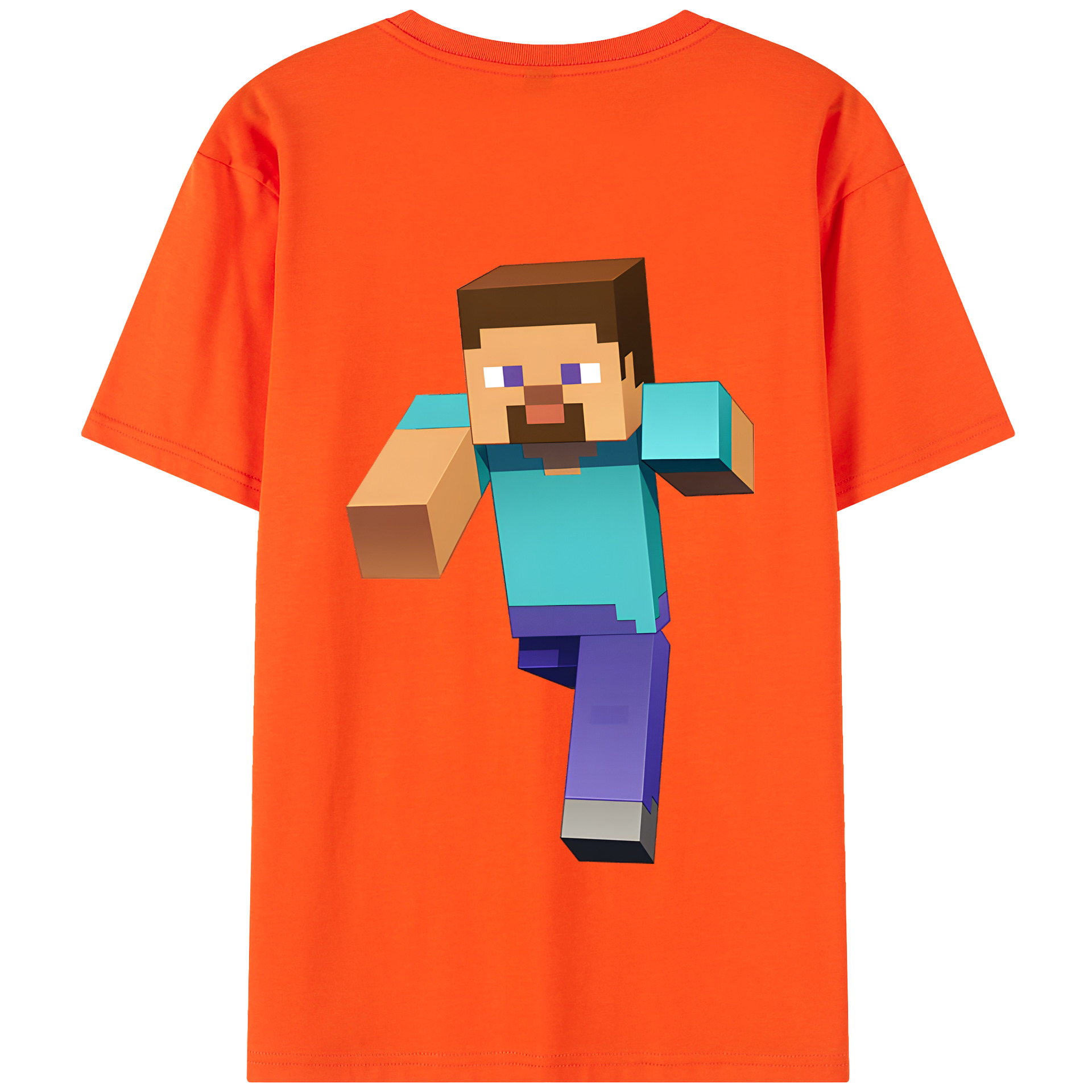 （画像用） マインクラフト ブロックの世界 Minecraft MC Block world 綿100％半袖Tシャツ（背面プリント）