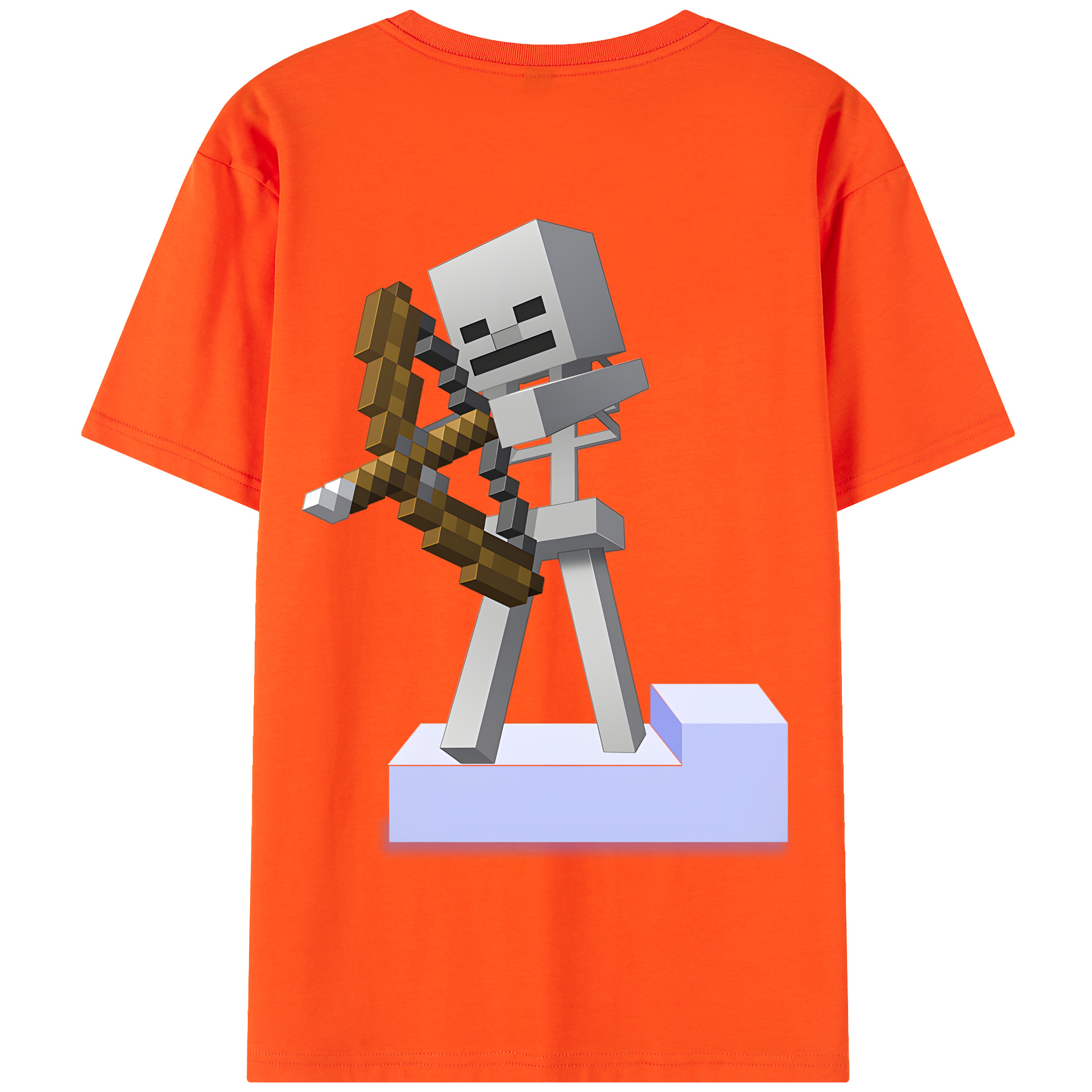 （画像用） マインクラフト ブロックの世界 Minecraft MC Block world 綿100％半袖Tシャツ（背面プリント）