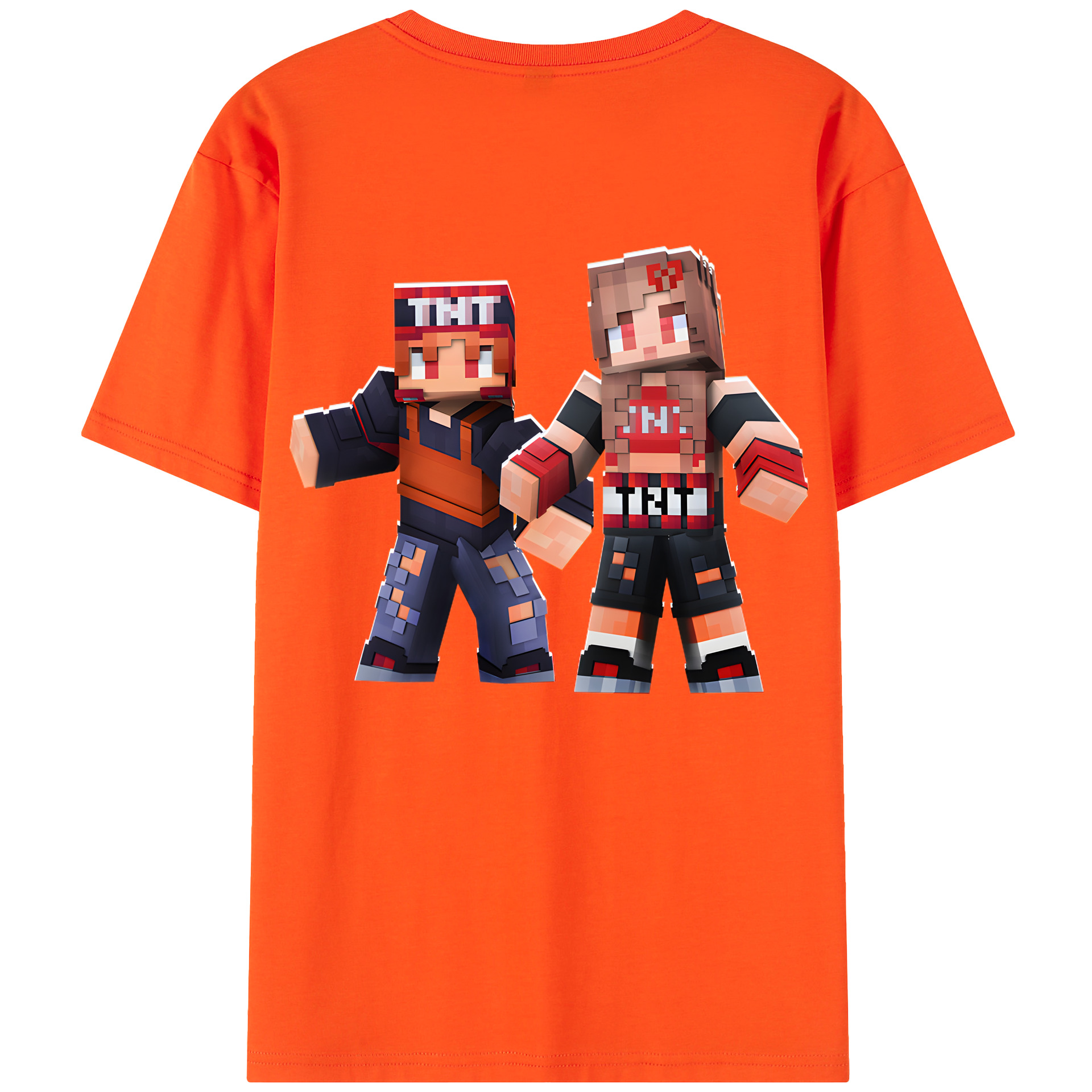 （画像用） マインクラフト ブロックの世界 Minecraft MC Block world 綿100％半袖Tシャツ（背面プリント）