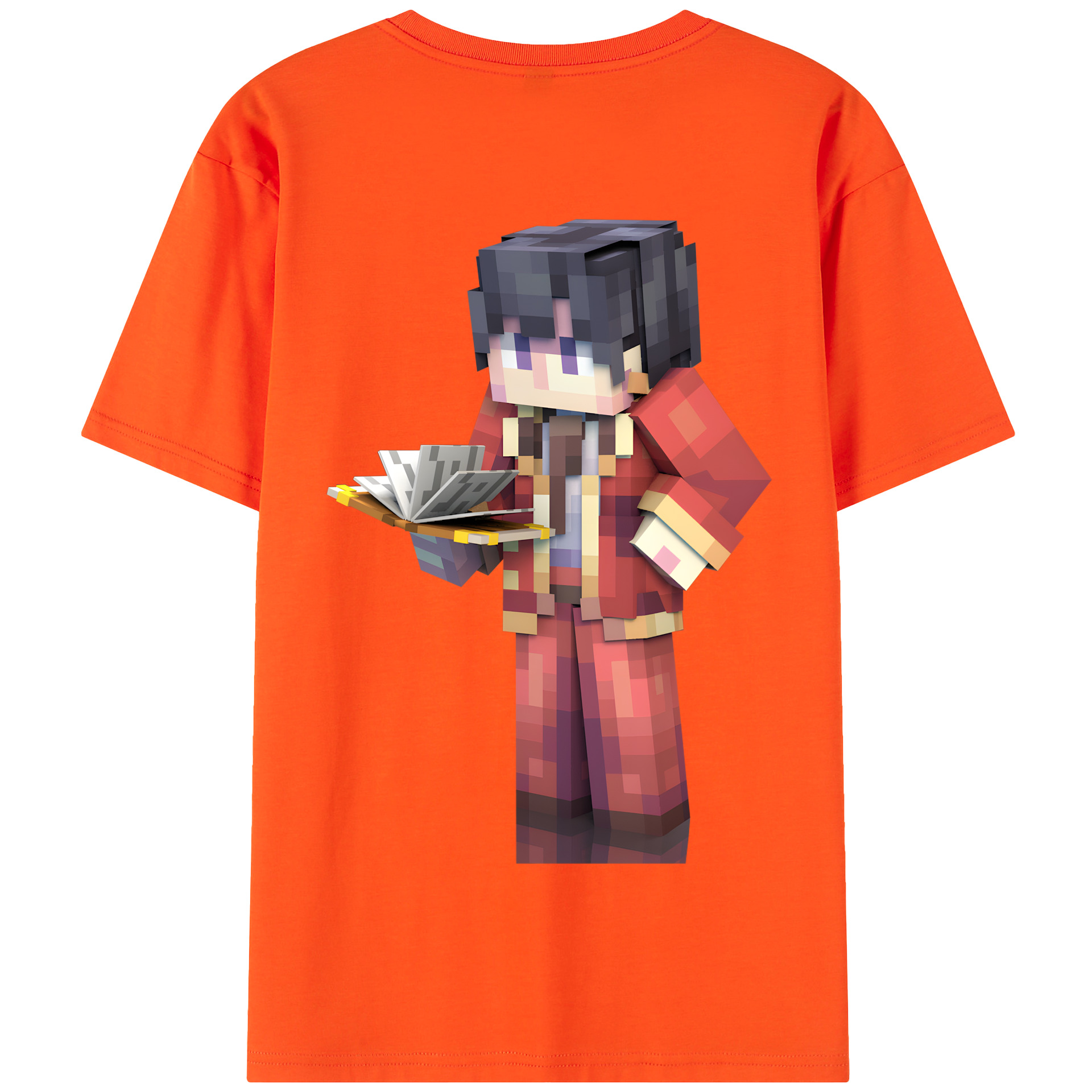 （画像用） マインクラフト ブロックの世界 Minecraft MC Block world 綿100％半袖Tシャツ（背面プリント）