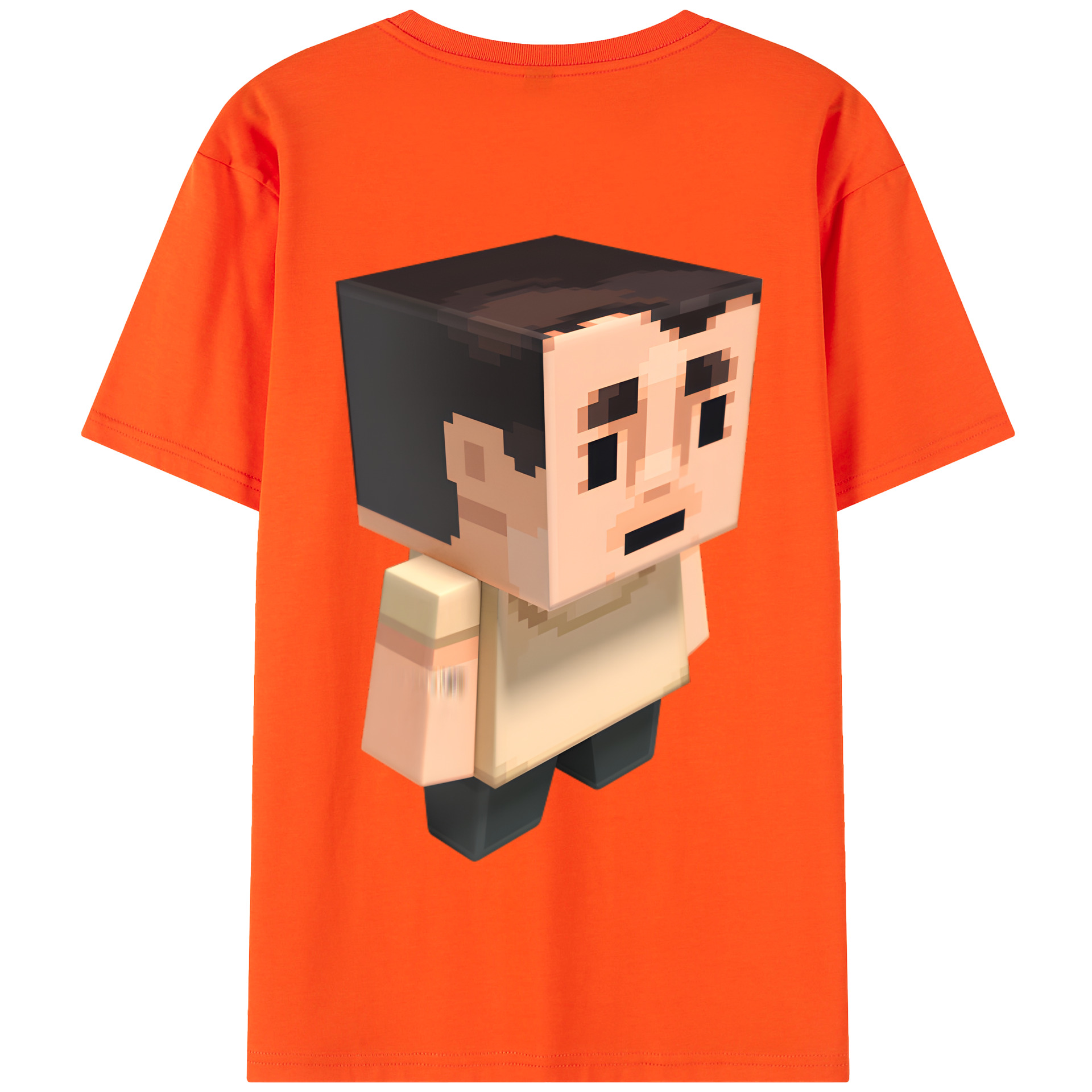 （画像用） マインクラフト ブロックの世界 Minecraft MC Block world 綿100％半袖Tシャツ（背面プリント）