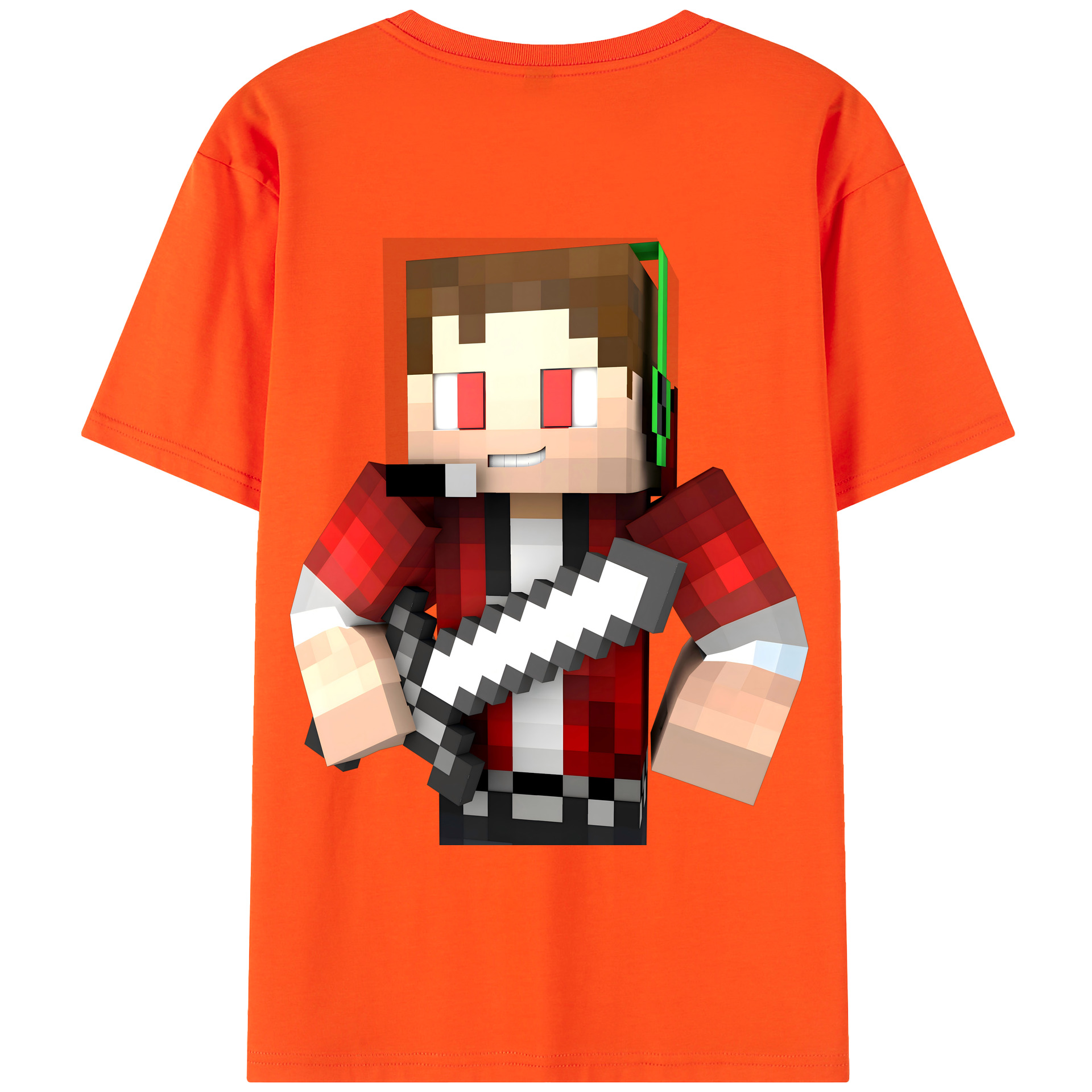 （画像用） マインクラフト ブロックの世界 Minecraft MC Block world 綿100％半袖Tシャツ（背面プリント）