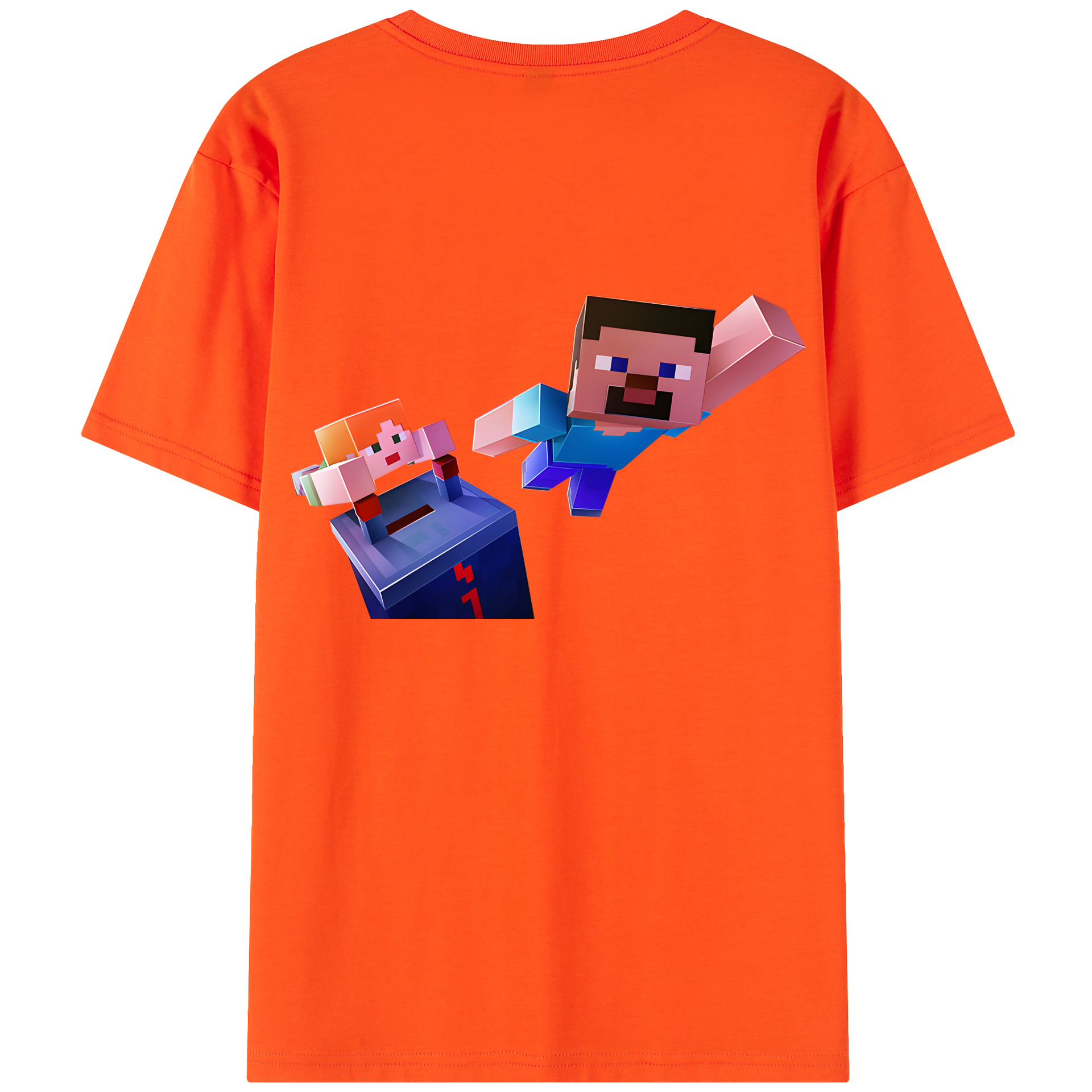 （画像用） マインクラフト ブロックの世界 Minecraft MC Block world 綿100％半袖Tシャツ（背面プリント）