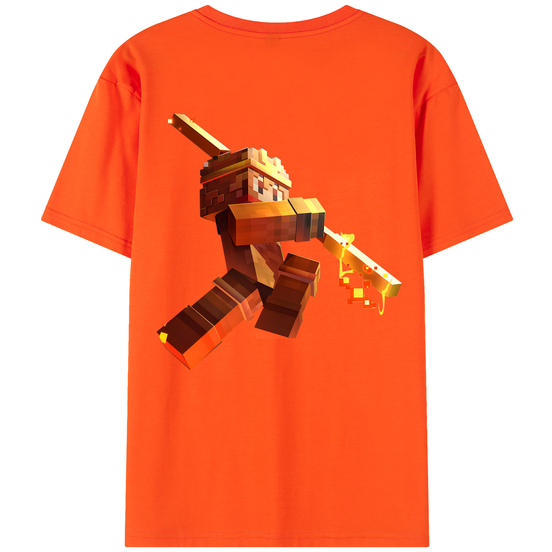 （画像用） マインクラフト ブロックの世界 Minecraft MC Block world 綿100％半袖Tシャツ（背面プリント）