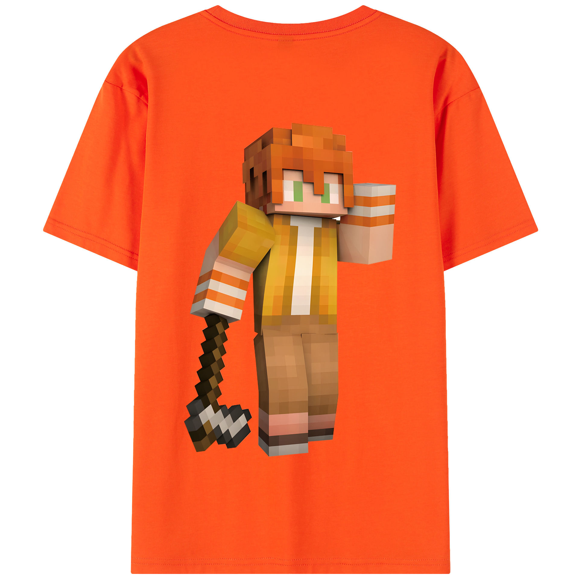 （画像用） マインクラフト ブロックの世界 Minecraft MC Block world 綿100％半袖Tシャツ（背面プリント）