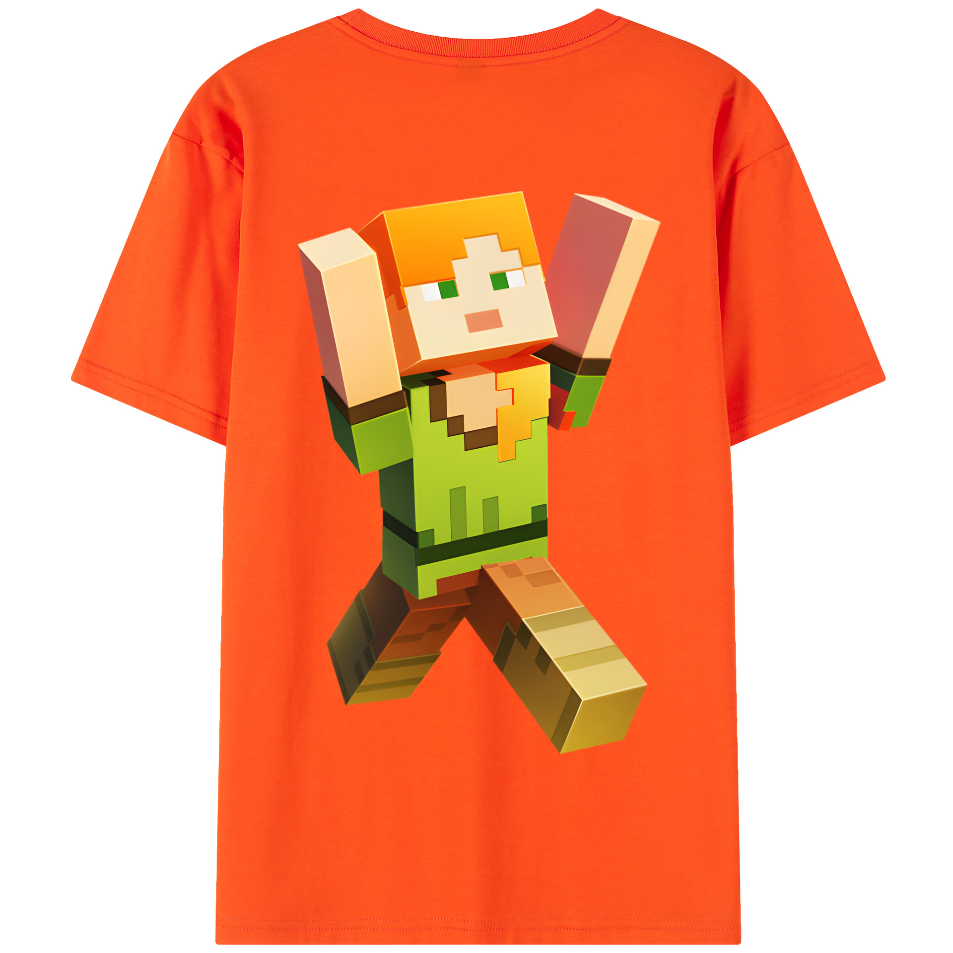（画像用） マインクラフト ブロックの世界 Minecraft MC Block world 綿100％半袖Tシャツ（背面プリント）