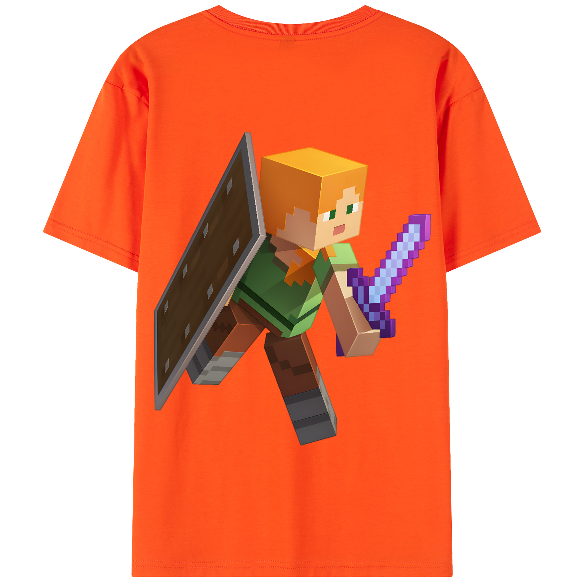 （画像用） マインクラフト ブロックの世界 Minecraft MC Block world 綿100％半袖Tシャツ（背面プリント）