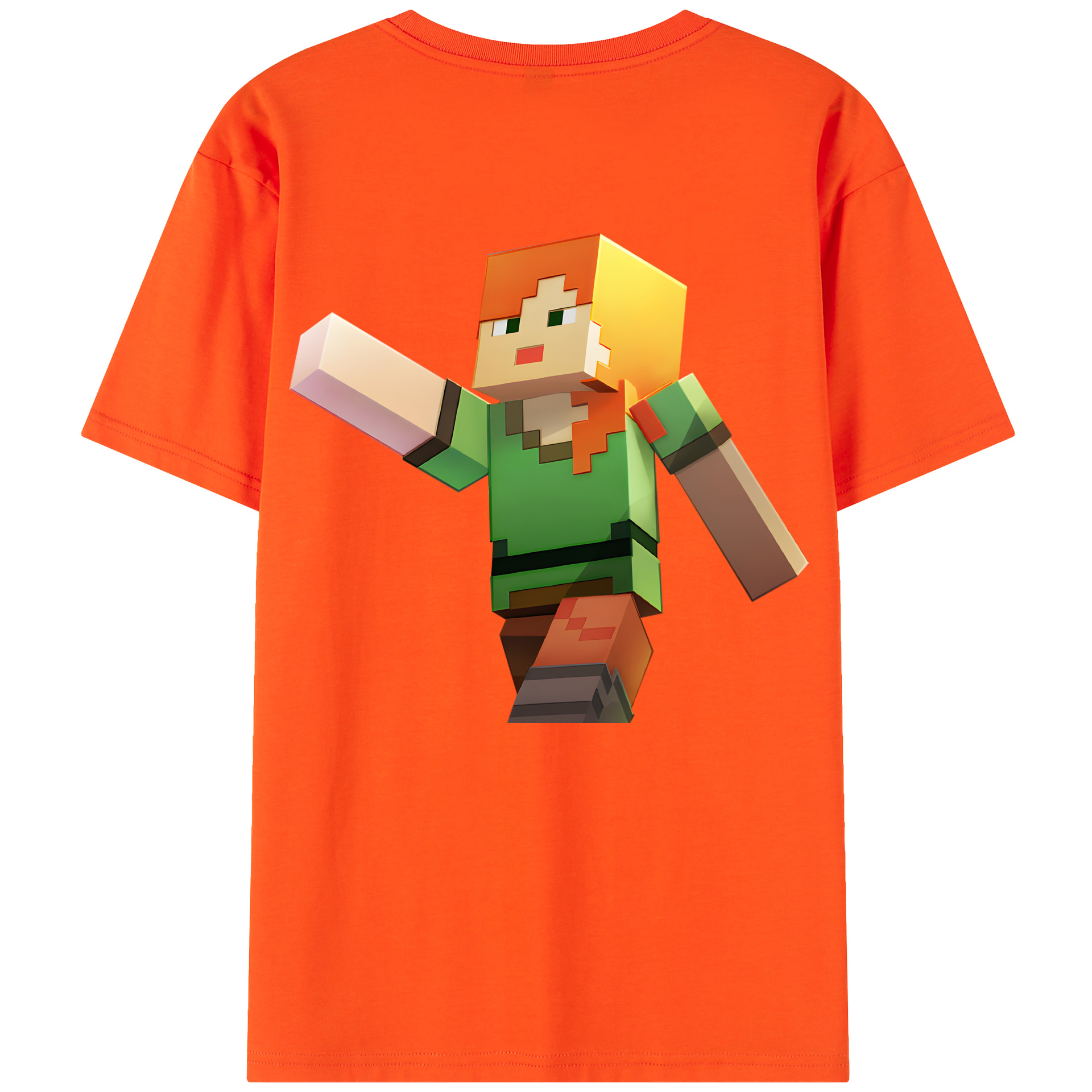 （画像用） マインクラフト ブロックの世界 Minecraft MC Block world 綿100％半袖Tシャツ（背面プリント）