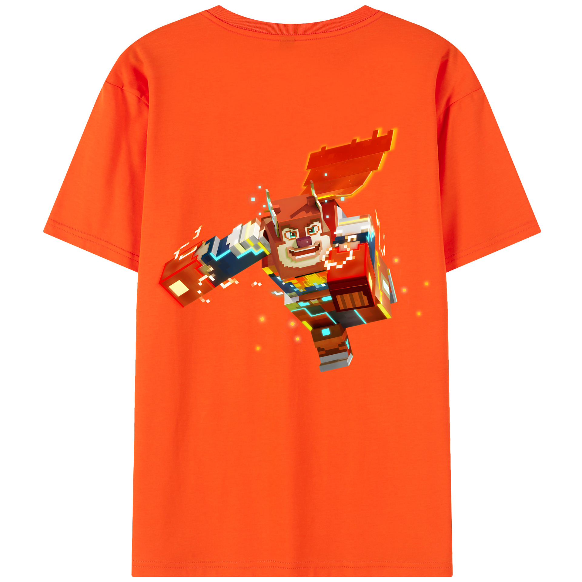 （画像用） マインクラフト ブロックの世界 Minecraft MC Block world 綿100％半袖Tシャツ（背面プリント）