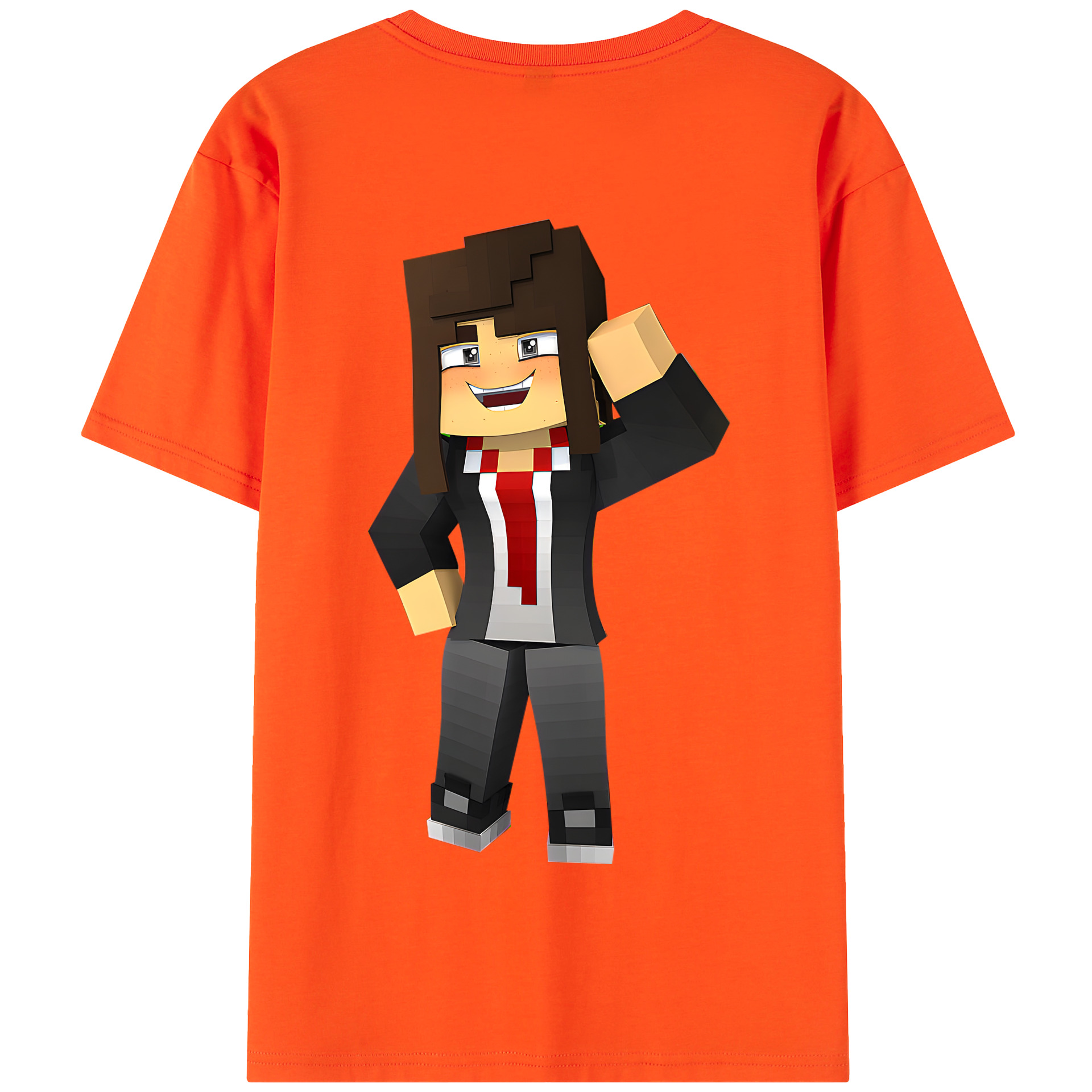 （画像用） マインクラフト ブロックの世界 Minecraft MC Block world 綿100％半袖Tシャツ（背面プリント）