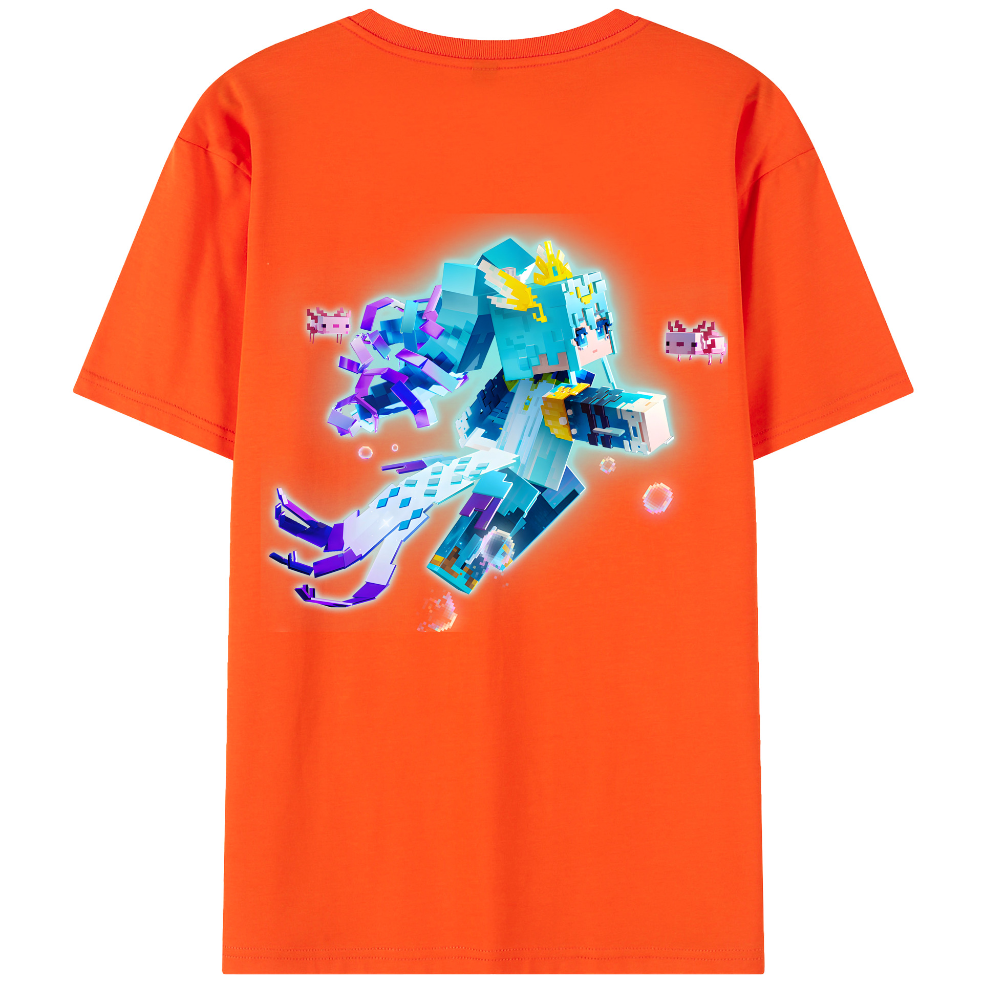 （画像用） マインクラフト ブロックの世界 Minecraft MC Block world 綿100％半袖Tシャツ（背面プリント）