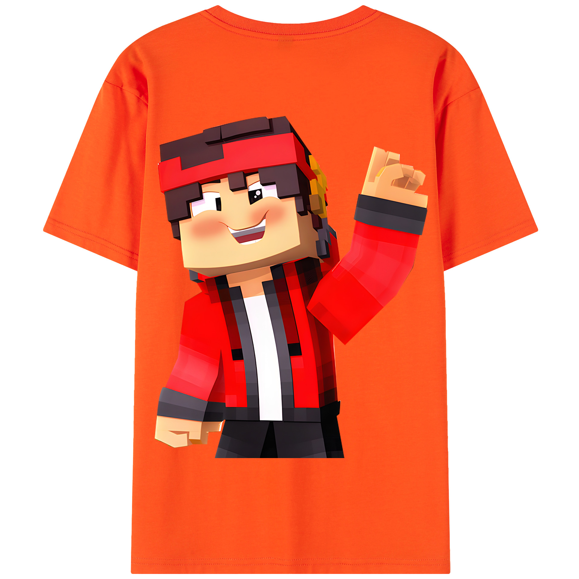 （画像用） マインクラフト ブロックの世界 Minecraft MC Block world 綿100％半袖Tシャツ（背面プリント）