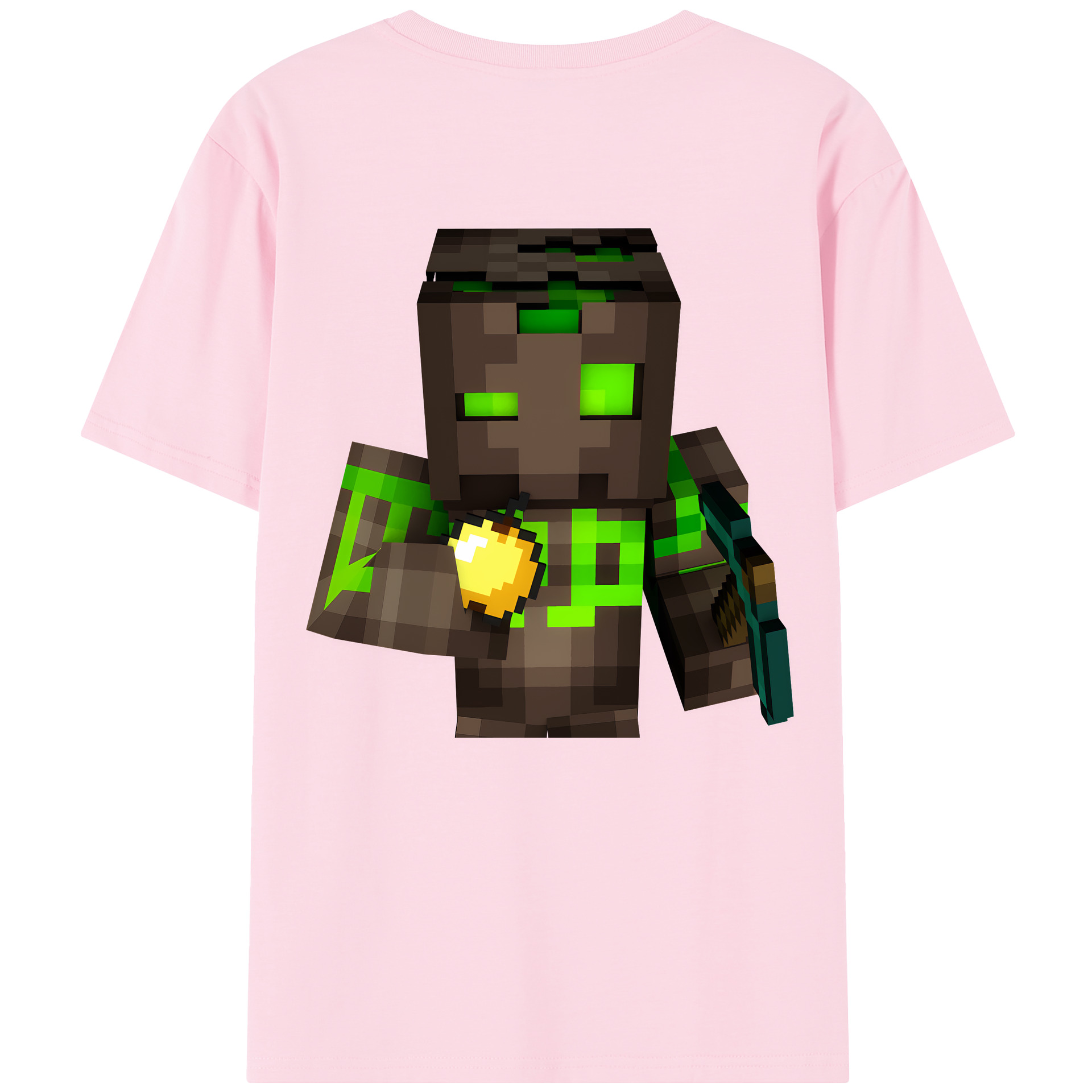 （画像用） マインクラフト ブロックの世界 Minecraft MC Block world 綿100％半袖Tシャツ（背面プリント）
