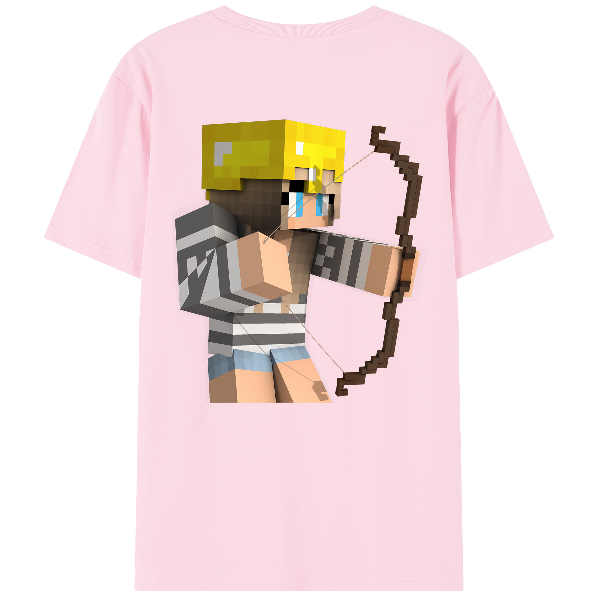 （画像用） マインクラフト ブロックの世界 Minecraft MC Block world 綿100％半袖Tシャツ（背面プリント）