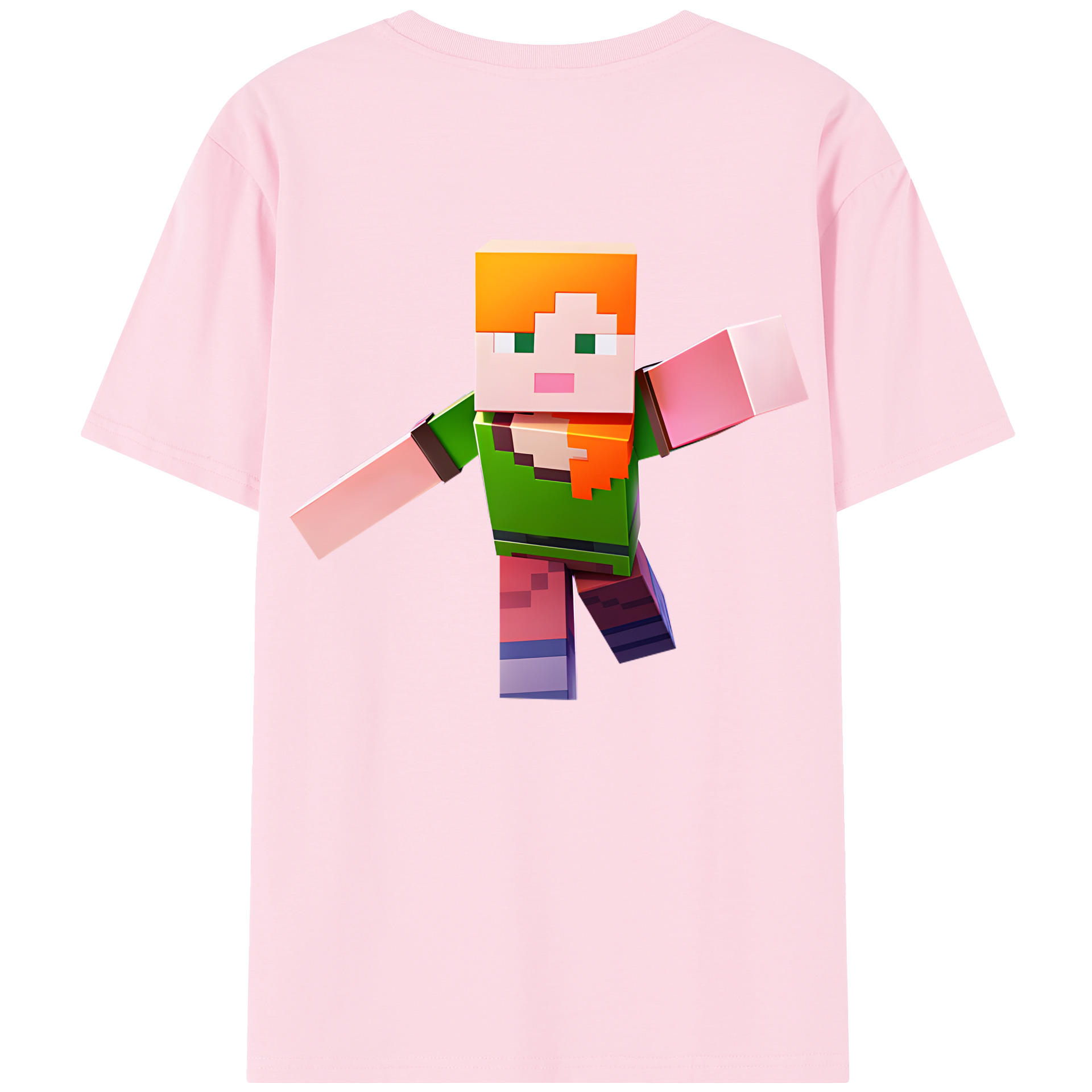 （画像用） マインクラフト ブロックの世界 Minecraft MC Block world 綿100％半袖Tシャツ（背面プリント）