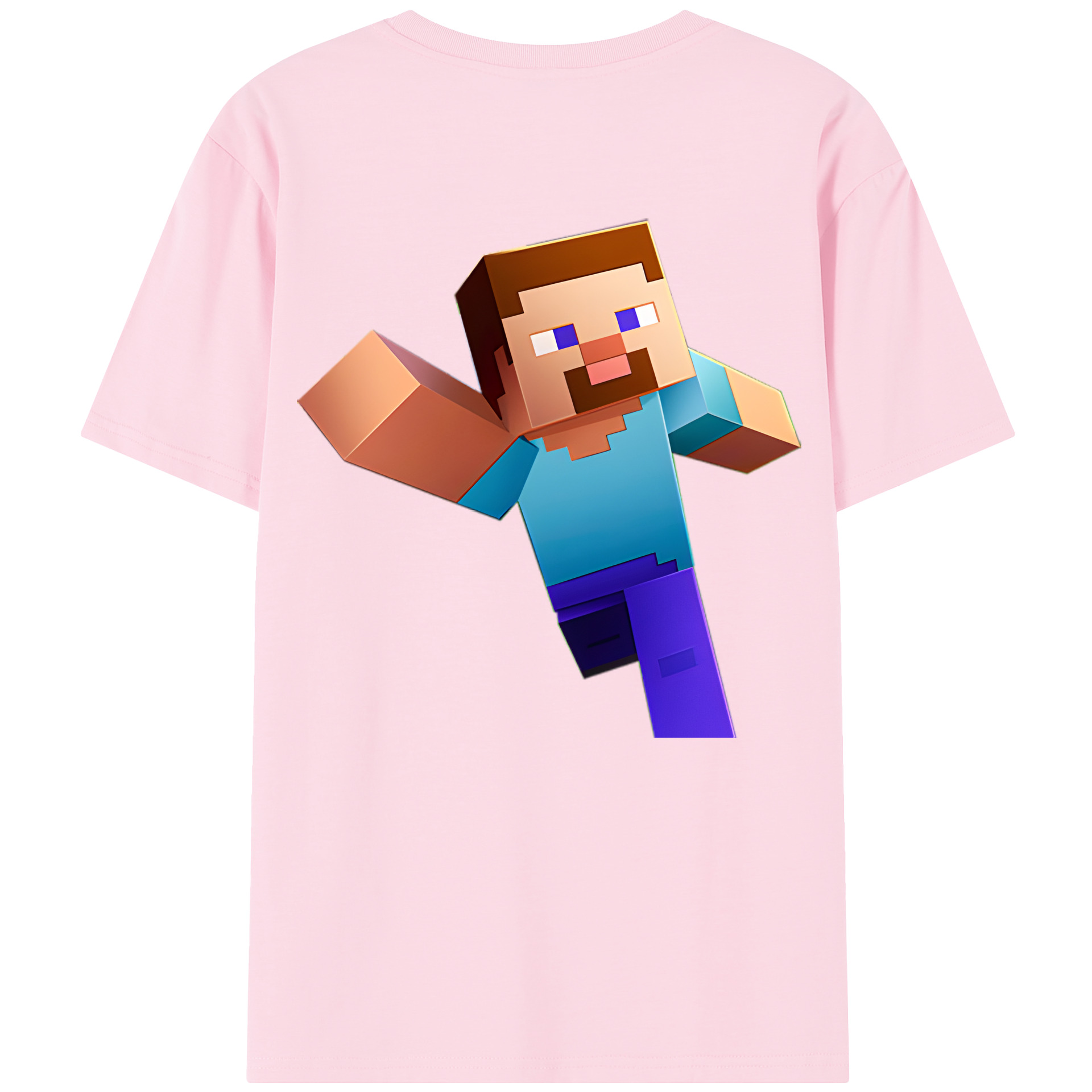 （画像用） マインクラフト ブロックの世界 Minecraft MC Block world 綿100％半袖Tシャツ（背面プリント）