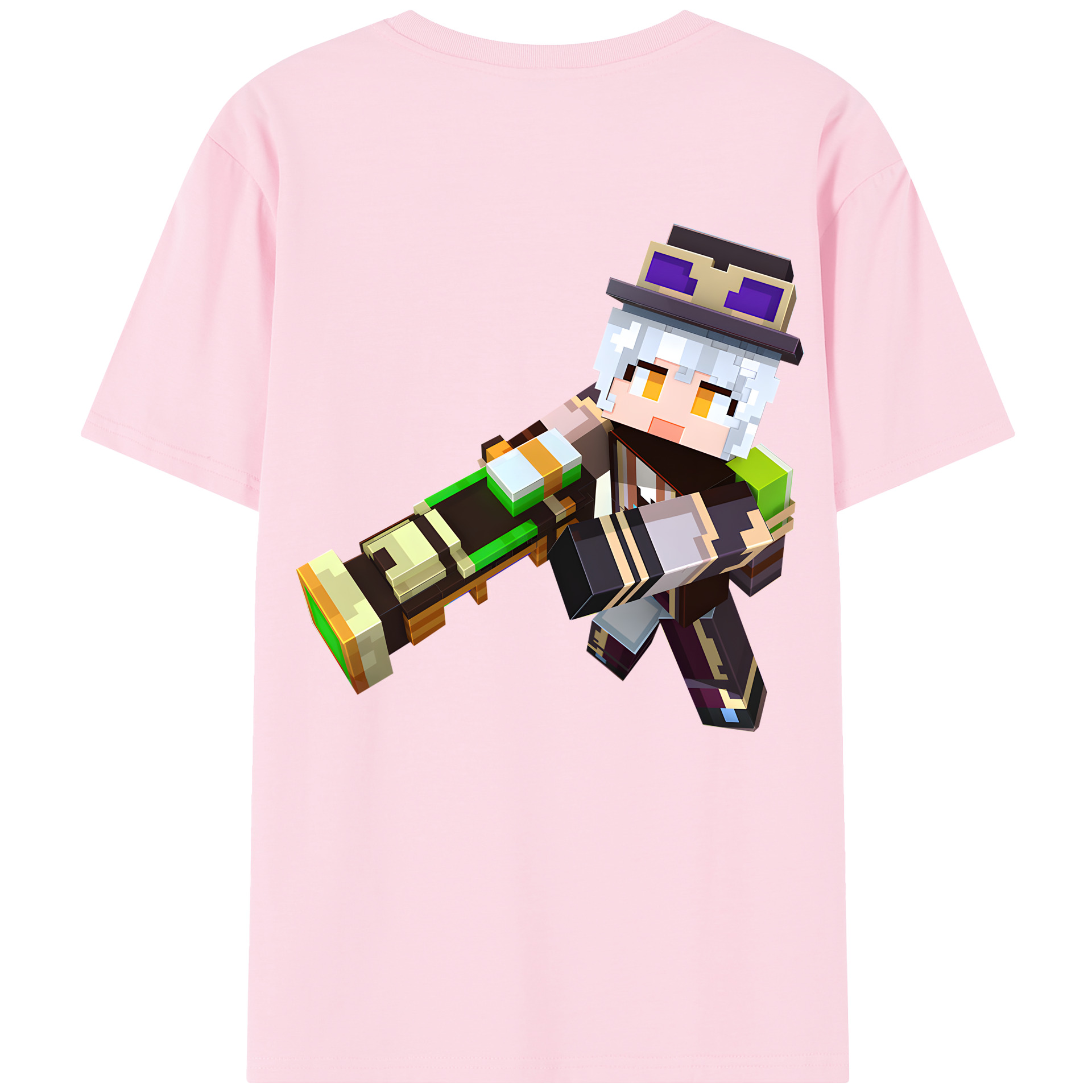 （画像用） マインクラフト ブロックの世界 Minecraft MC Block world 綿100％半袖Tシャツ（背面プリント）