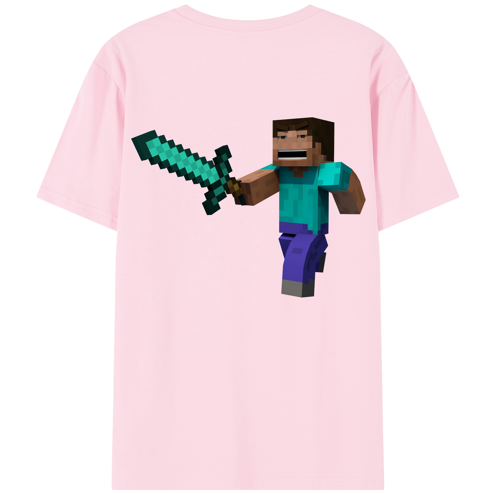 （画像用） マインクラフト ブロックの世界 Minecraft MC Block world 綿100％半袖Tシャツ（背面プリント）