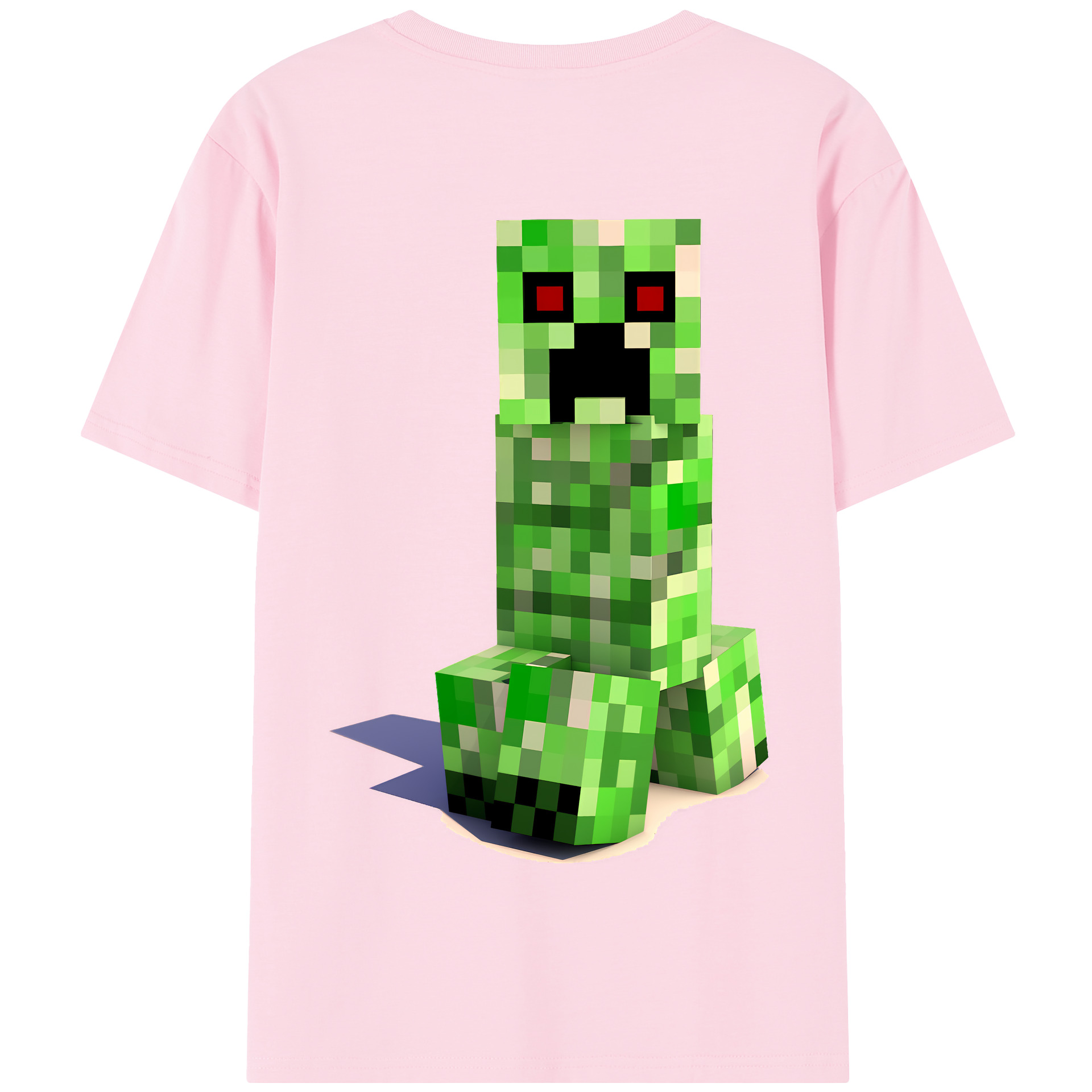 （画像用） マインクラフト ブロックの世界 Minecraft MC Block world 綿100％半袖Tシャツ（背面プリント）