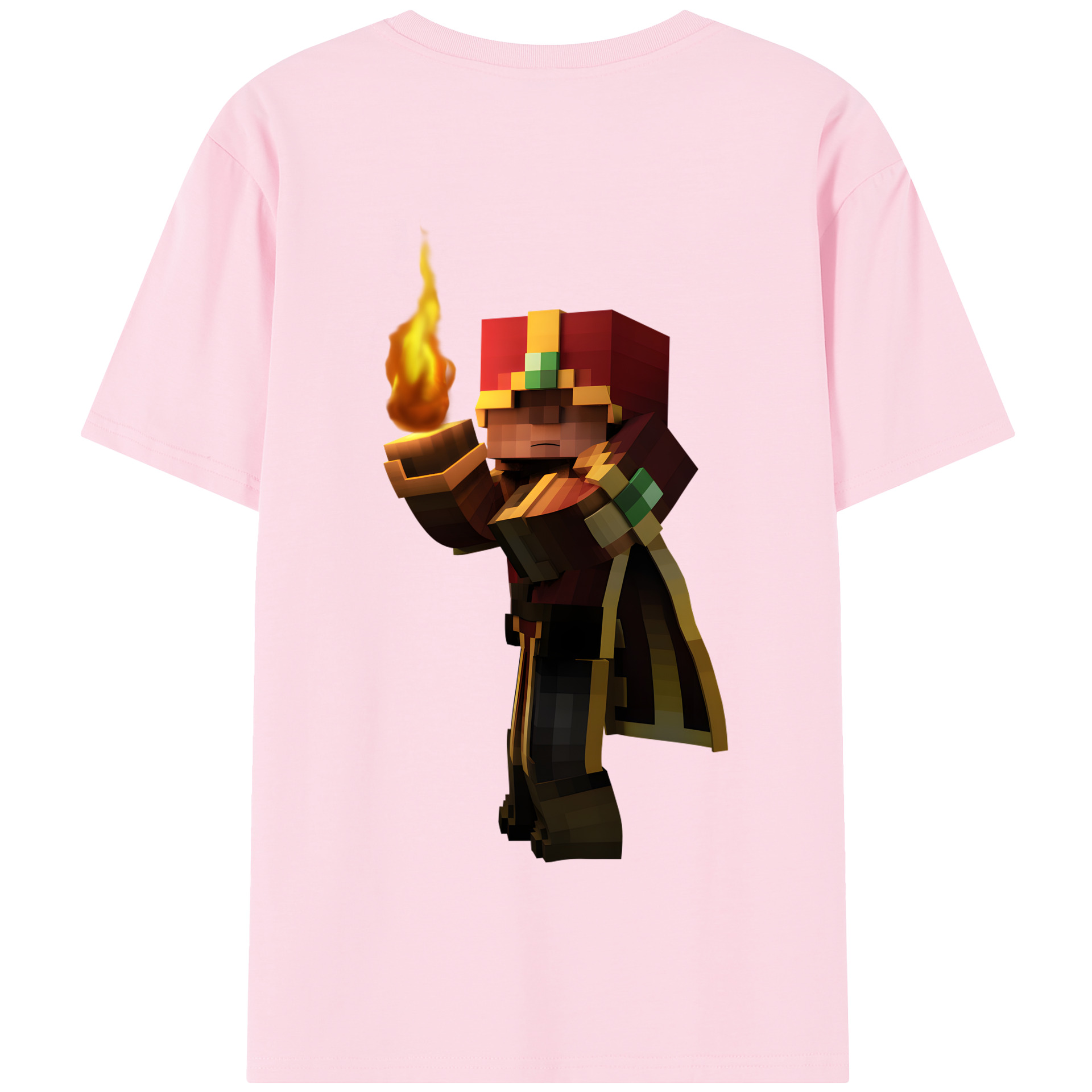 （画像用） マインクラフト ブロックの世界 Minecraft MC Block world 綿100％半袖Tシャツ（背面プリント）