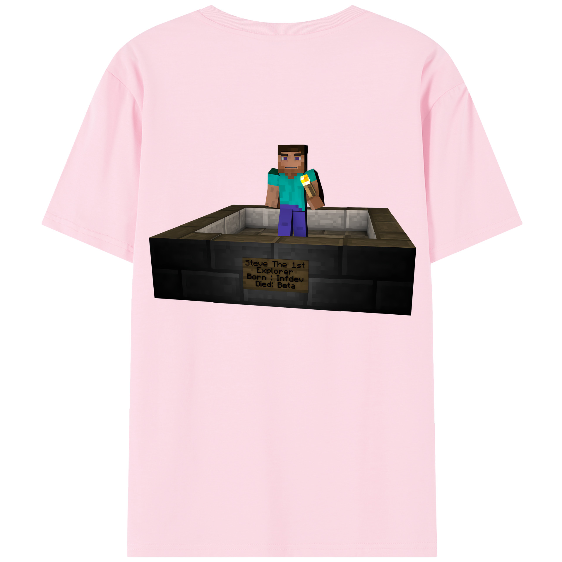 （画像用） マインクラフト ブロックの世界 Minecraft MC Block world 綿100％半袖Tシャツ（背面プリント）