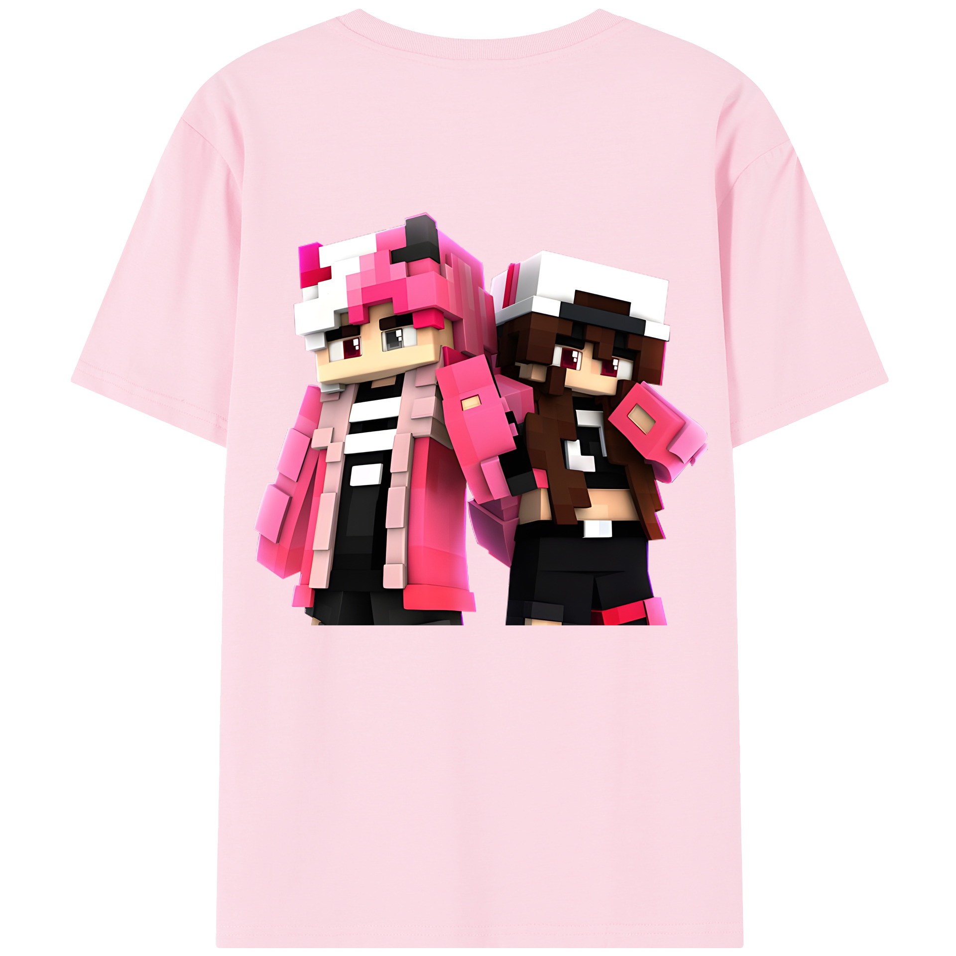 （画像用） マインクラフト ブロックの世界 Minecraft MC Block world 綿100％半袖Tシャツ（背面プリント）