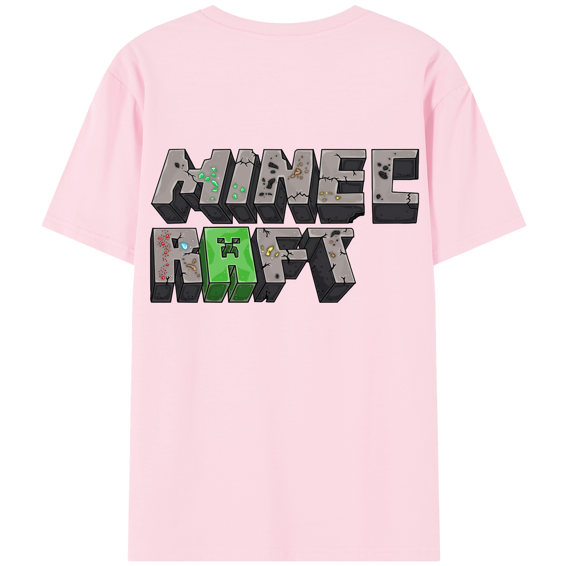 （画像用） マインクラフト ブロックの世界 Minecraft MC Block world 綿100％半袖Tシャツ（背面プリント）