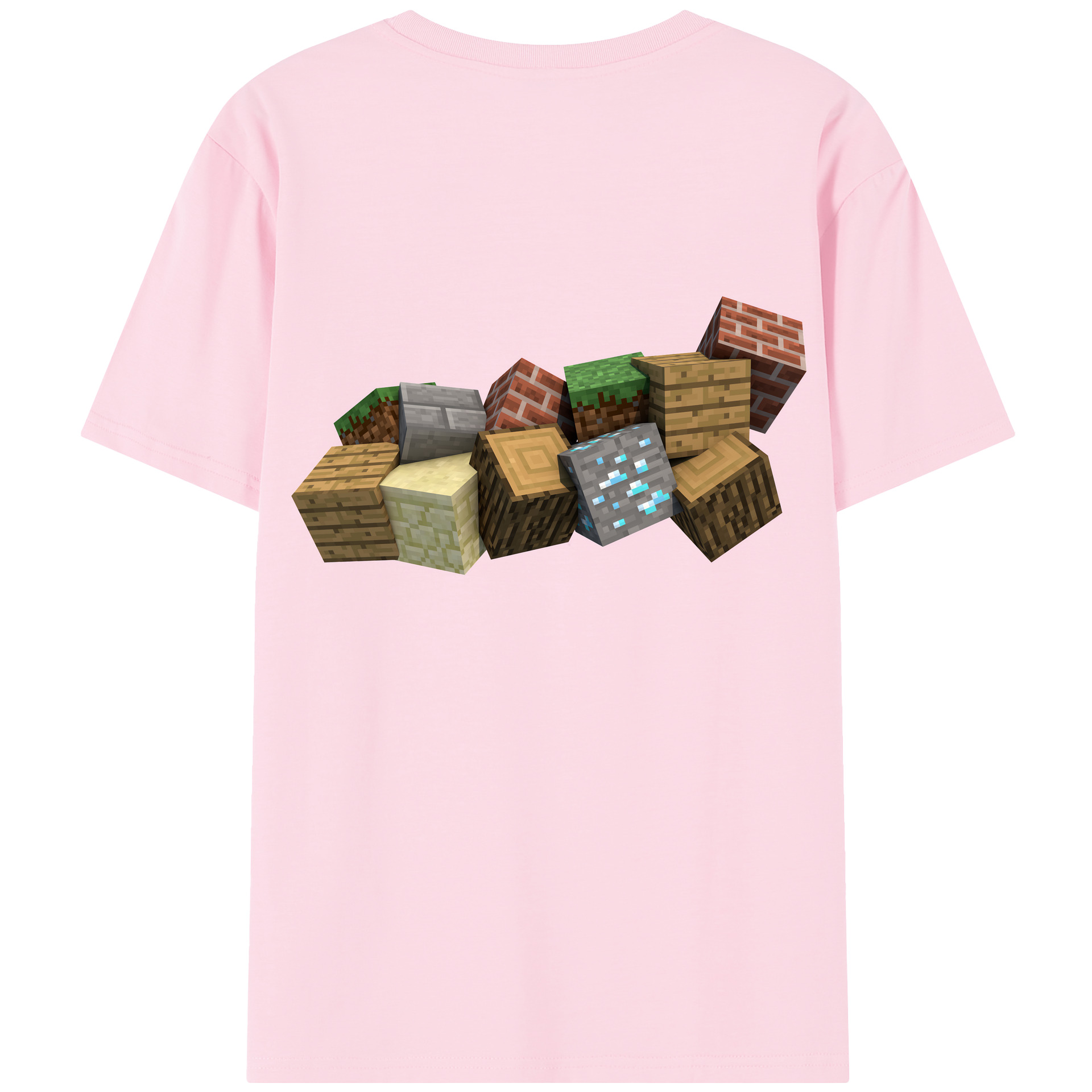 （画像用） マインクラフト ブロックの世界 Minecraft MC Block world 綿100％半袖Tシャツ（背面プリント）