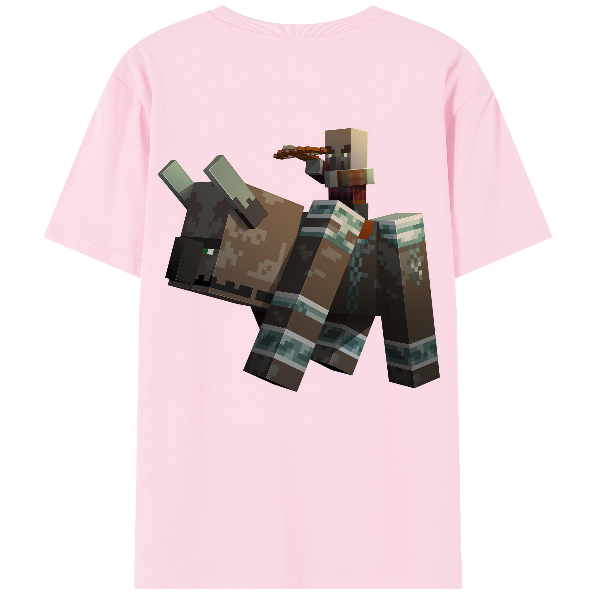 （画像用） マインクラフト ブロックの世界 Minecraft MC Block world 綿100％半袖Tシャツ（背面プリント）