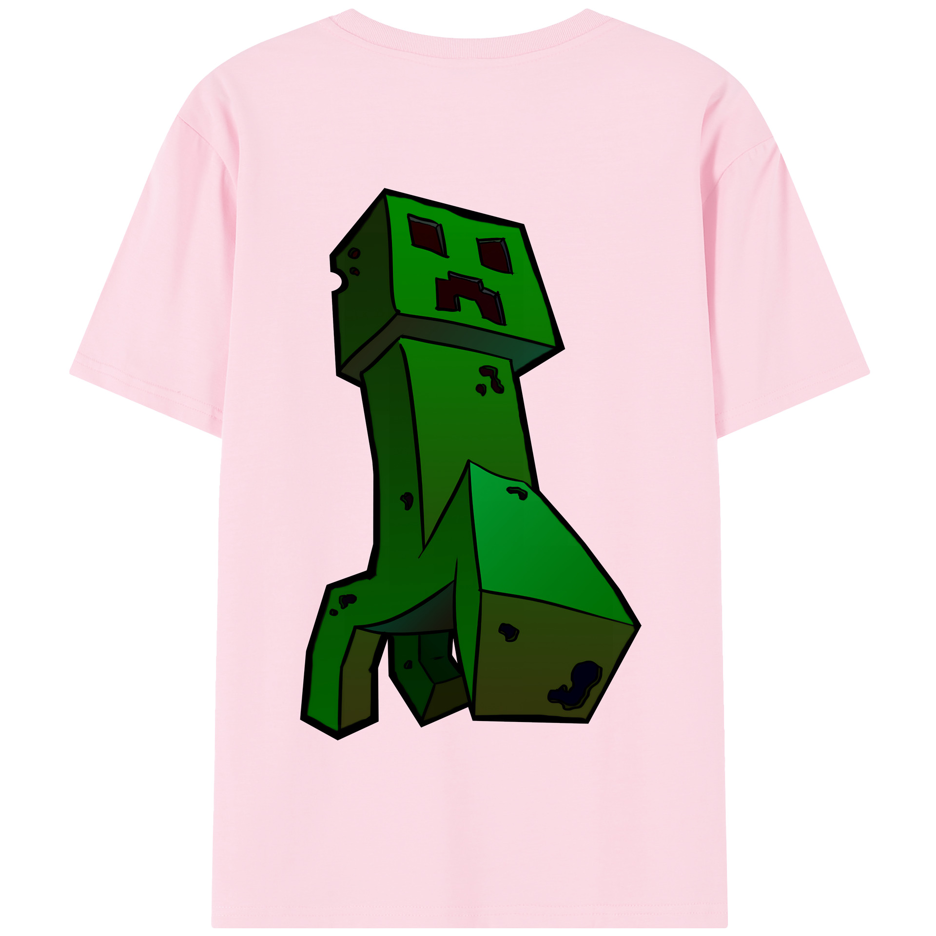 （画像用） マインクラフト ブロックの世界 Minecraft MC Block world 綿100％半袖Tシャツ（背面プリント）