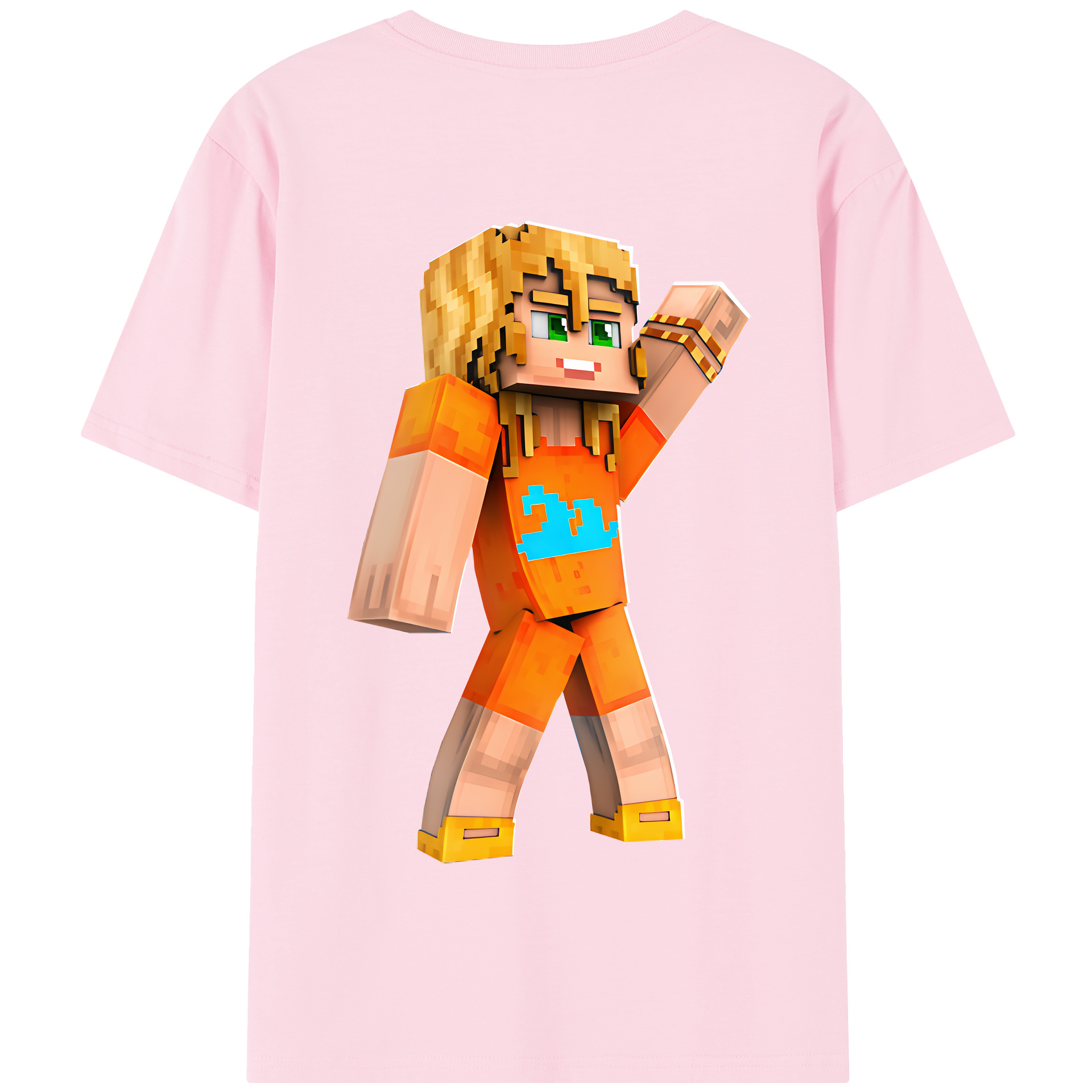 （画像用） マインクラフト ブロックの世界 Minecraft MC Block world 綿100％半袖Tシャツ（背面プリント）