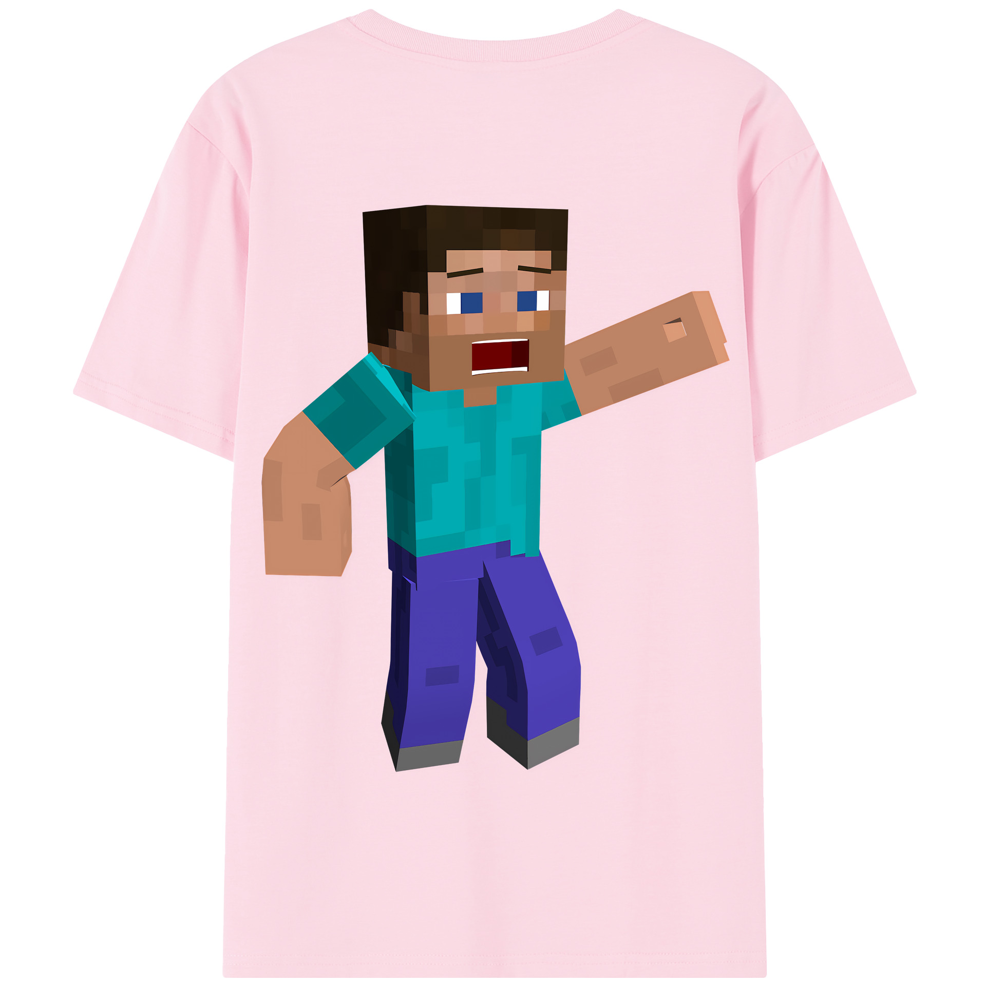 （画像用） マインクラフト ブロックの世界 Minecraft MC Block world 綿100％半袖Tシャツ（背面プリント）
