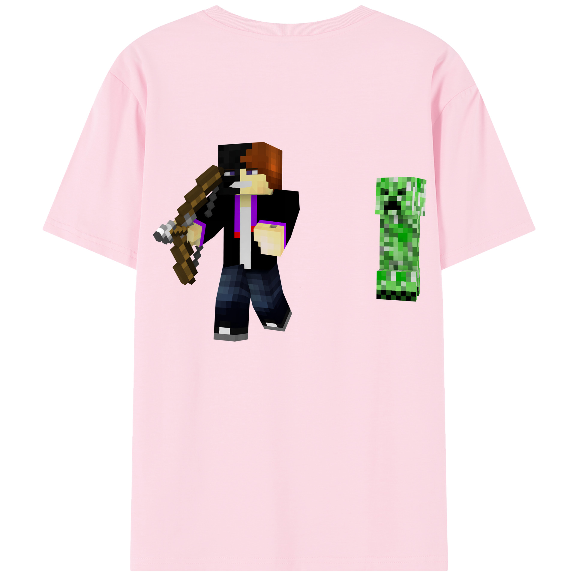 （画像用） マインクラフト ブロックの世界 Minecraft MC Block world 綿100％半袖Tシャツ（背面プリント）