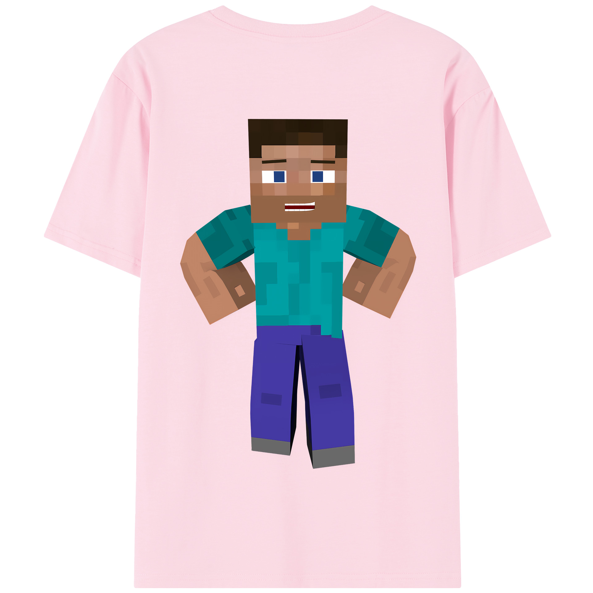 （画像用） マインクラフト ブロックの世界 Minecraft MC Block world 綿100％半袖Tシャツ（背面プリント）