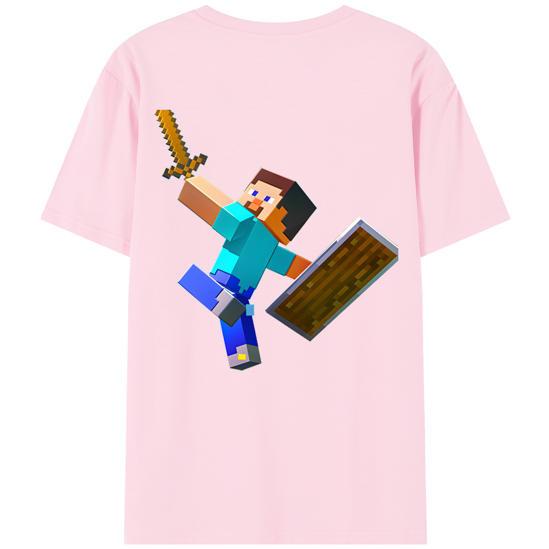 （画像用） マインクラフト ブロックの世界 Minecraft MC Block world 綿100％半袖Tシャツ（背面プリント）