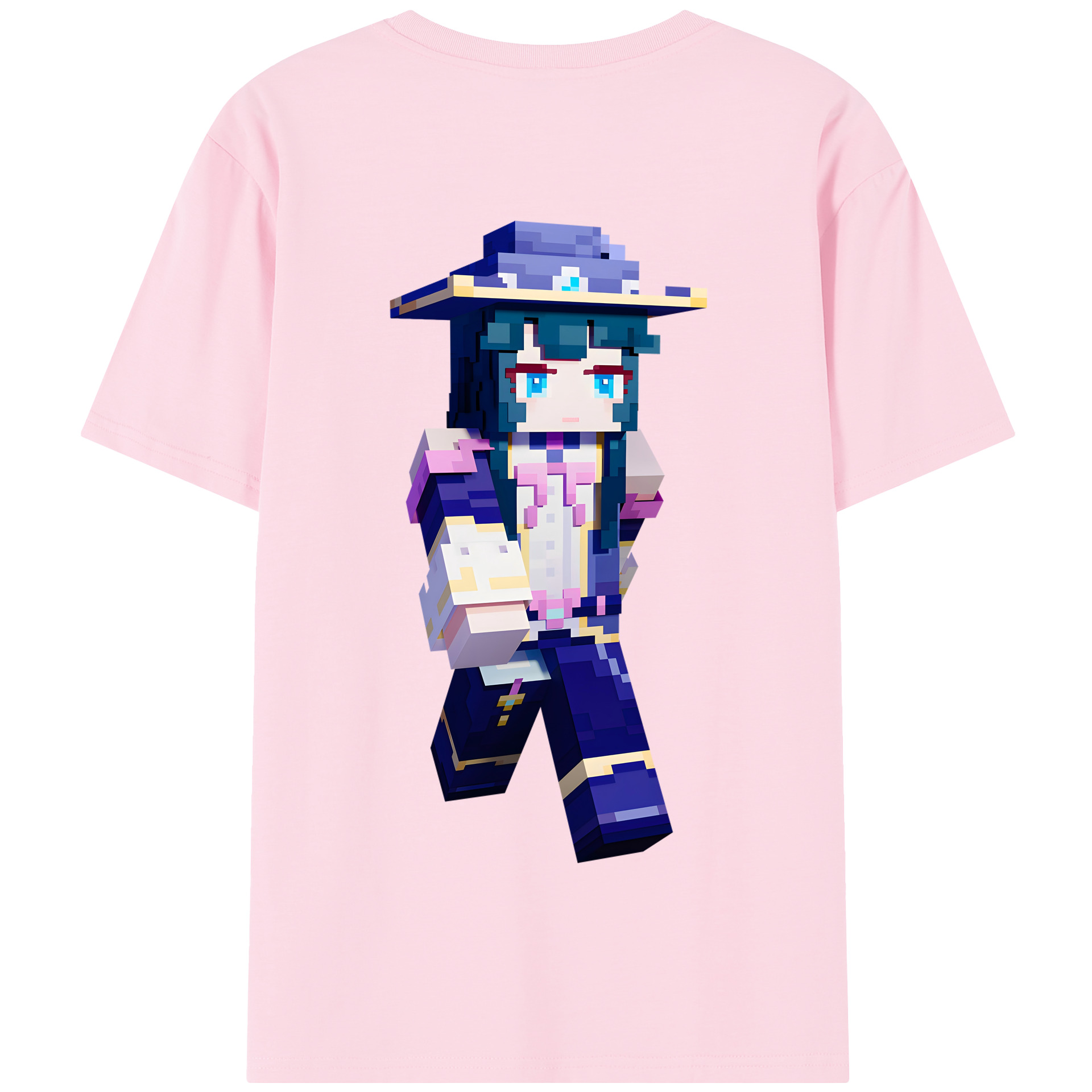 （画像用） マインクラフト ブロックの世界 Minecraft MC Block world 綿100％半袖Tシャツ（背面プリント）