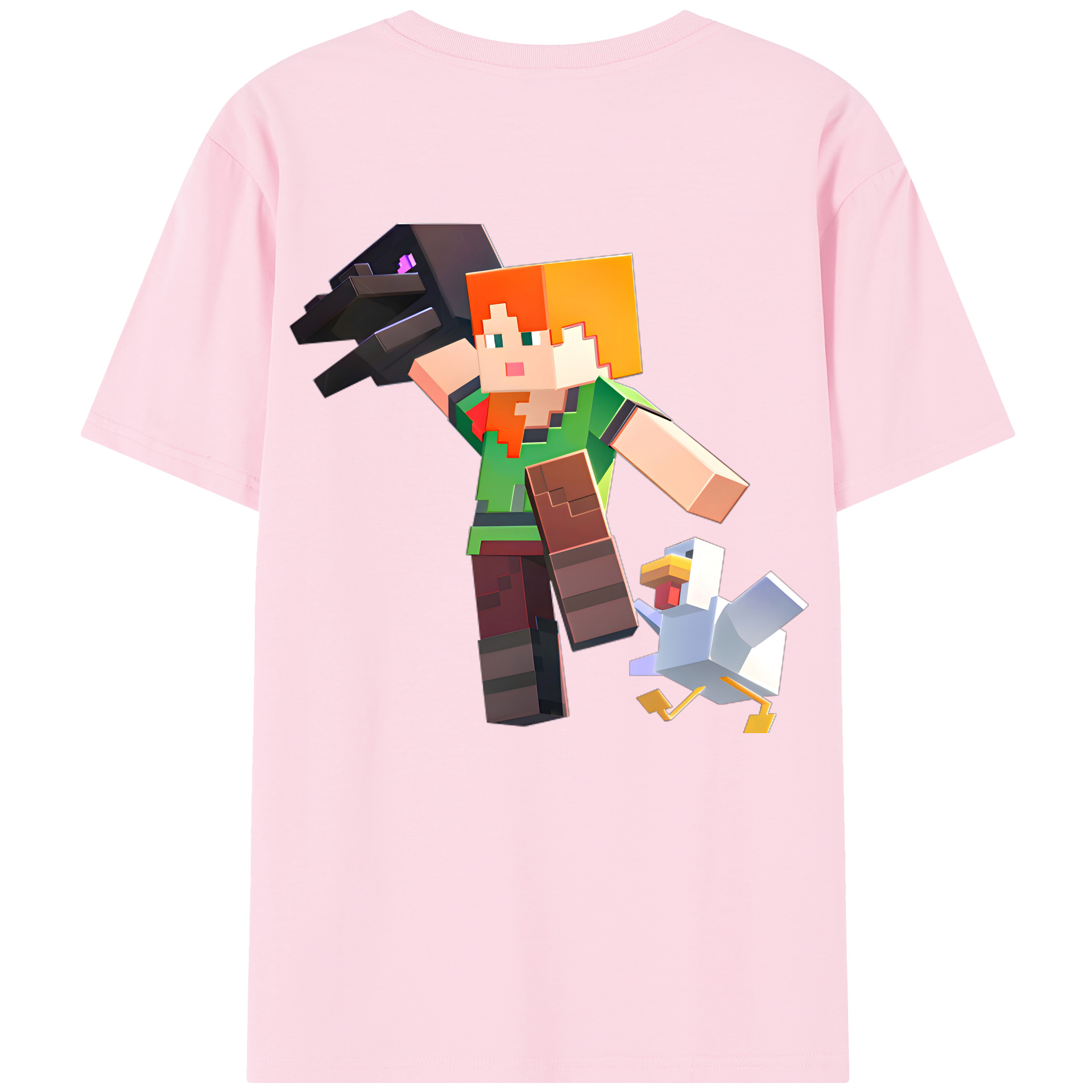 （画像用） マインクラフト ブロックの世界 Minecraft MC Block world 綿100％半袖Tシャツ（背面プリント）