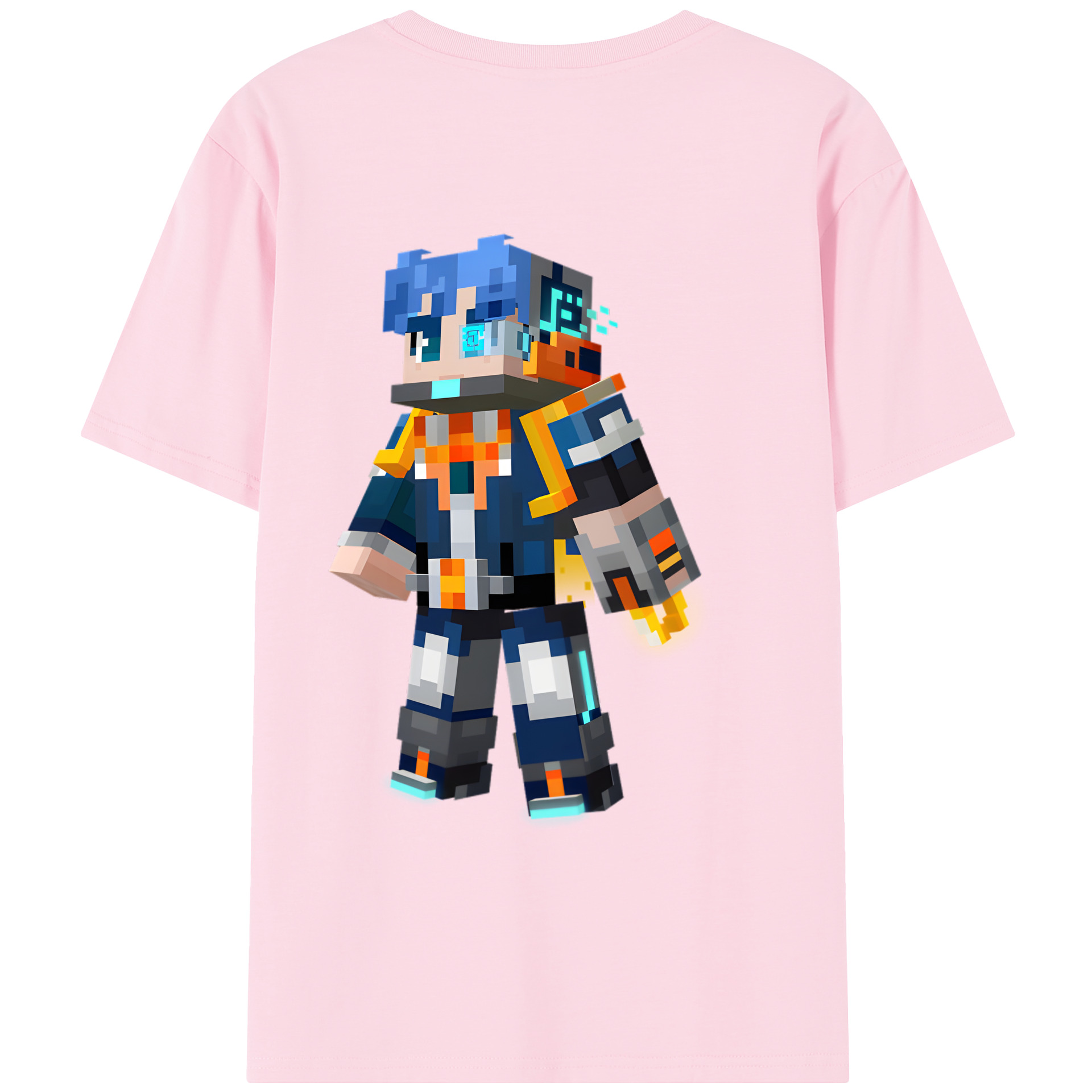 （画像用） マインクラフト ブロックの世界 Minecraft MC Block world 綿100％半袖Tシャツ（背面プリント）