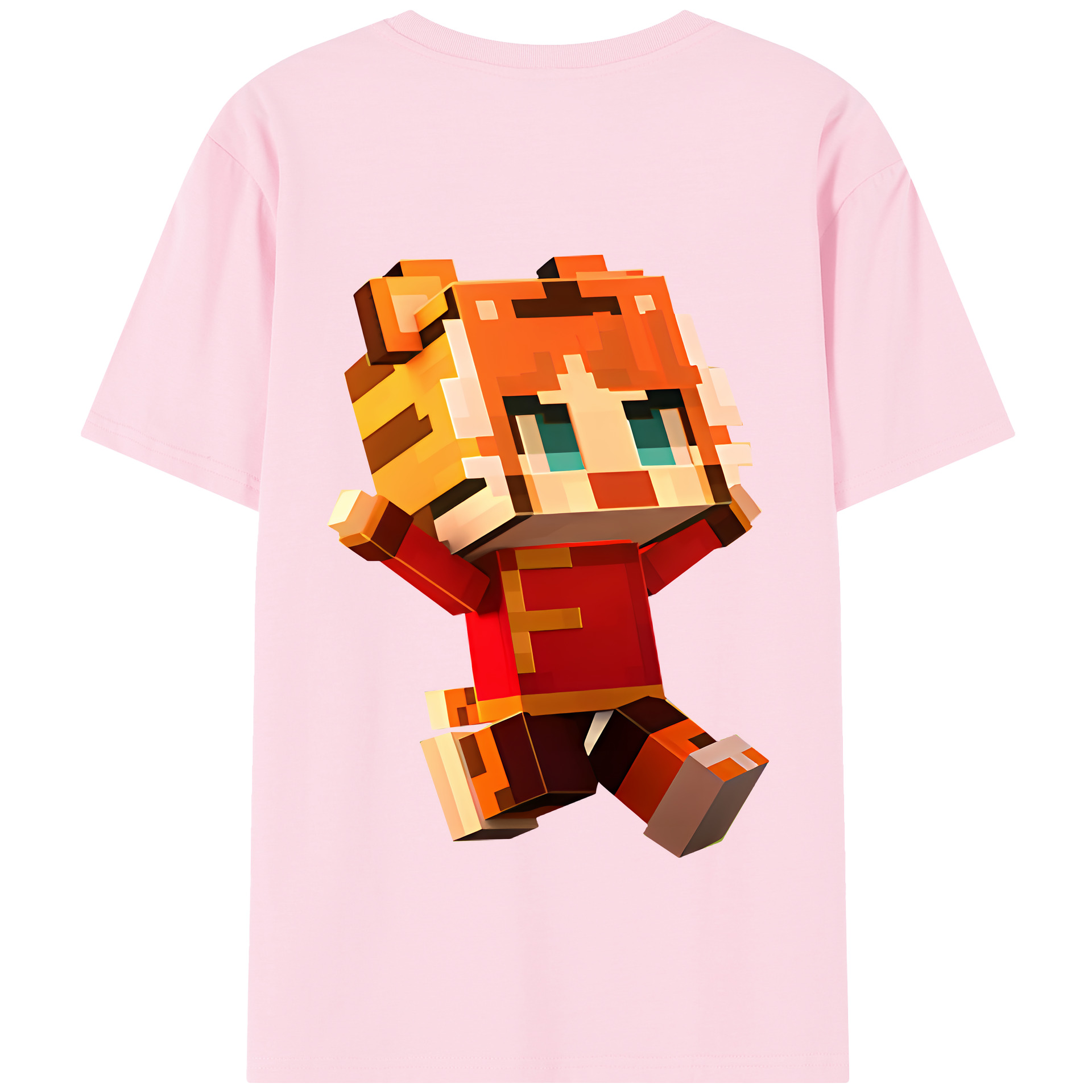 （画像用） マインクラフト ブロックの世界 Minecraft MC Block world 綿100％半袖Tシャツ（背面プリント）
