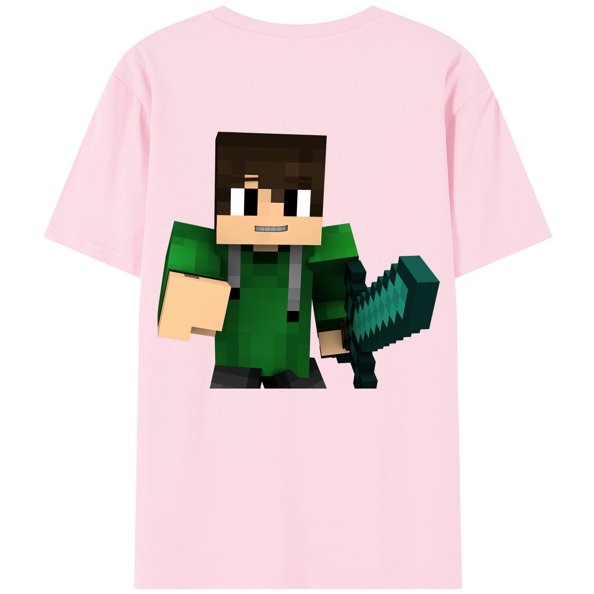 （画像用） マインクラフト ブロックの世界 Minecraft MC Block world 綿100％半袖Tシャツ（背面プリント）