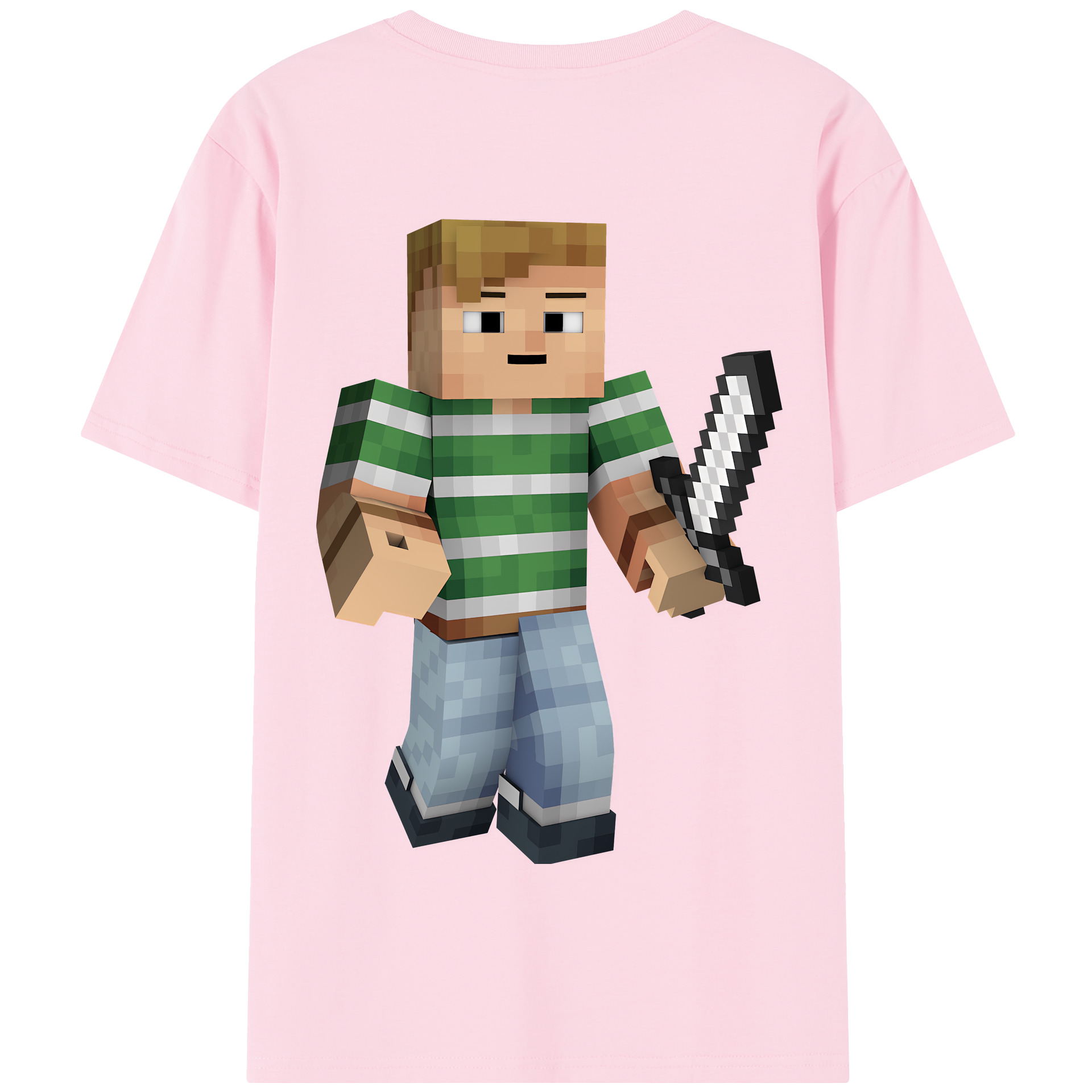 （画像用） マインクラフト ブロックの世界 Minecraft MC Block world 綿100％半袖Tシャツ（背面プリント）