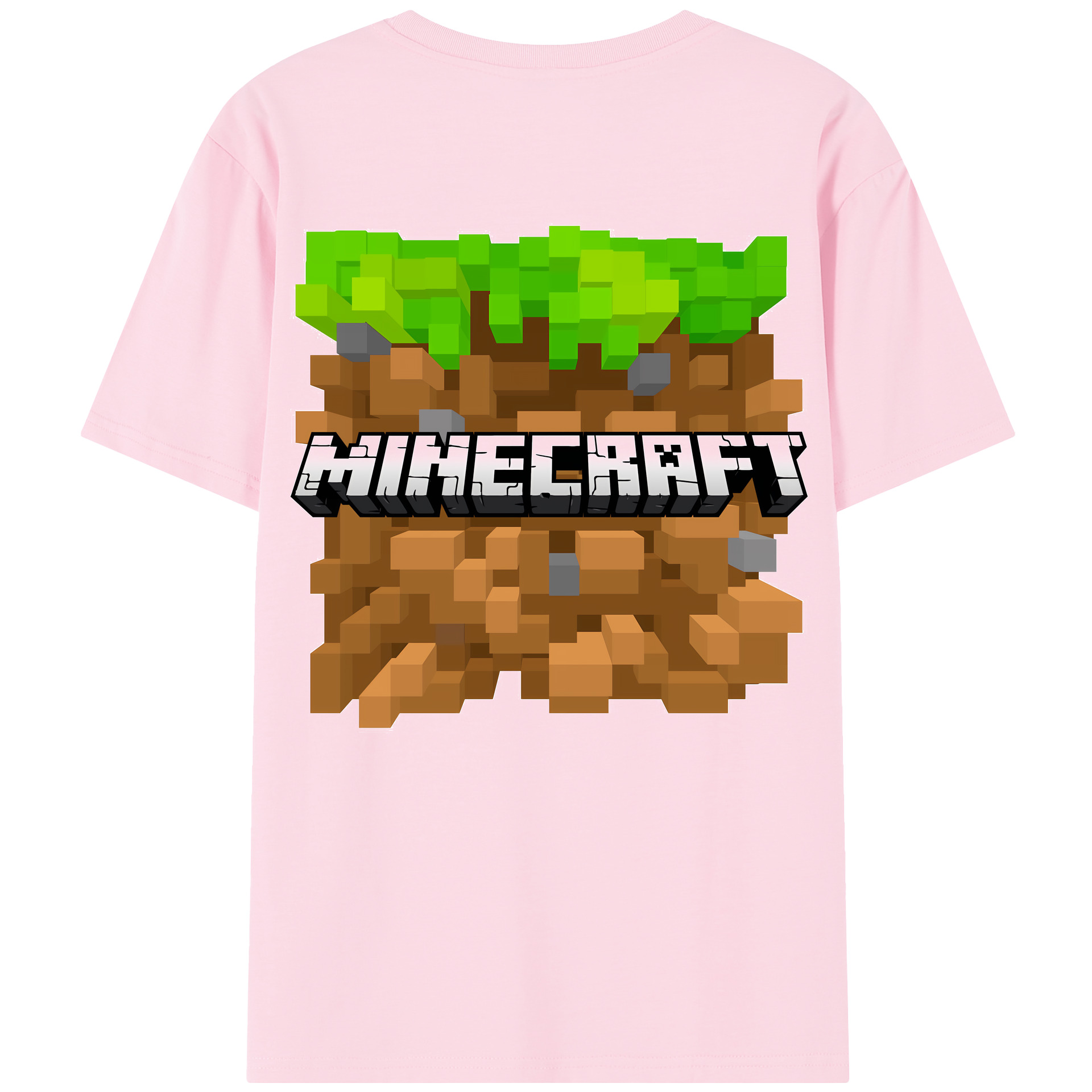 （画像用） マインクラフト ブロックの世界 Minecraft MC Block world 綿100％半袖Tシャツ（背面プリント）