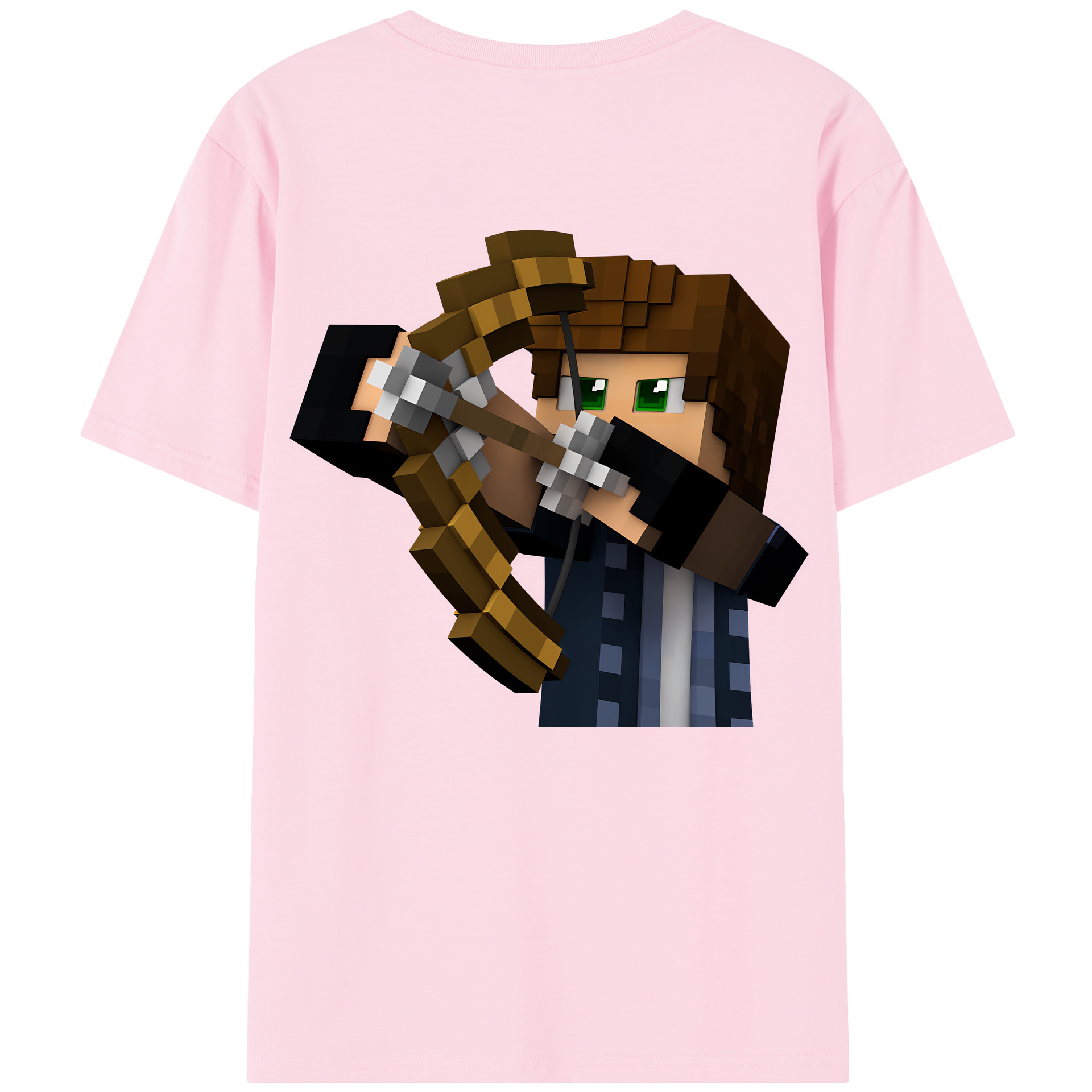 （画像用） マインクラフト ブロックの世界 Minecraft MC Block world 綿100％半袖Tシャツ（背面プリント）