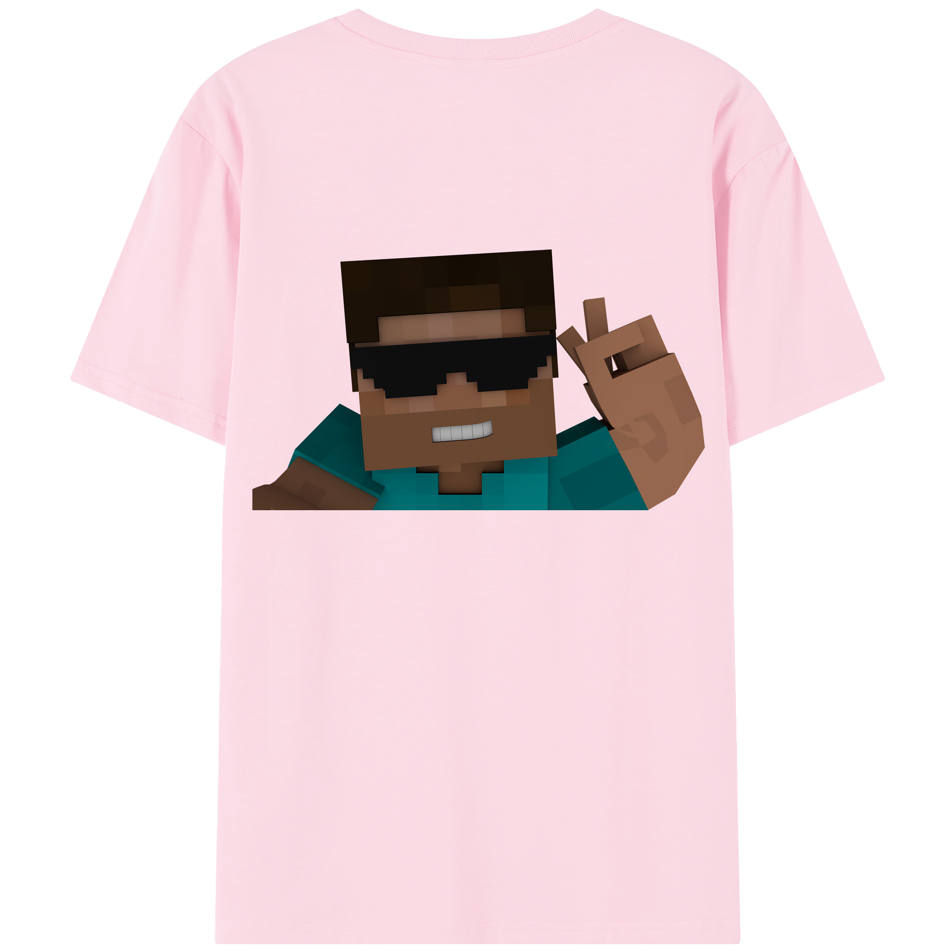 （画像用） マインクラフト ブロックの世界 Minecraft MC Block world 綿100％半袖Tシャツ（背面プリント）