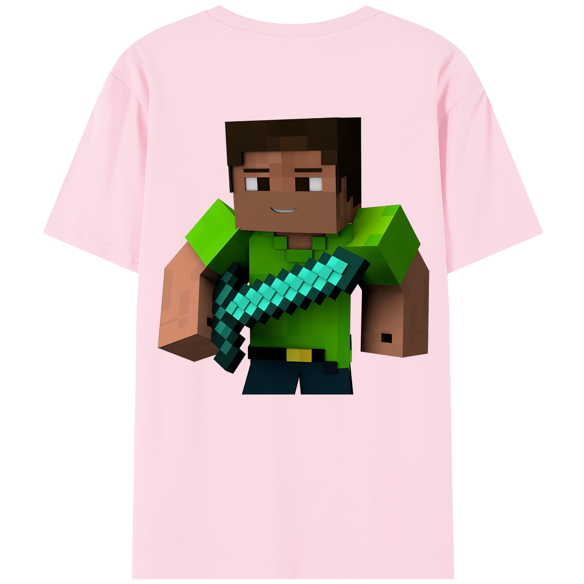 （画像用） マインクラフト ブロックの世界 Minecraft MC Block world 綿100％半袖Tシャツ（背面プリント）